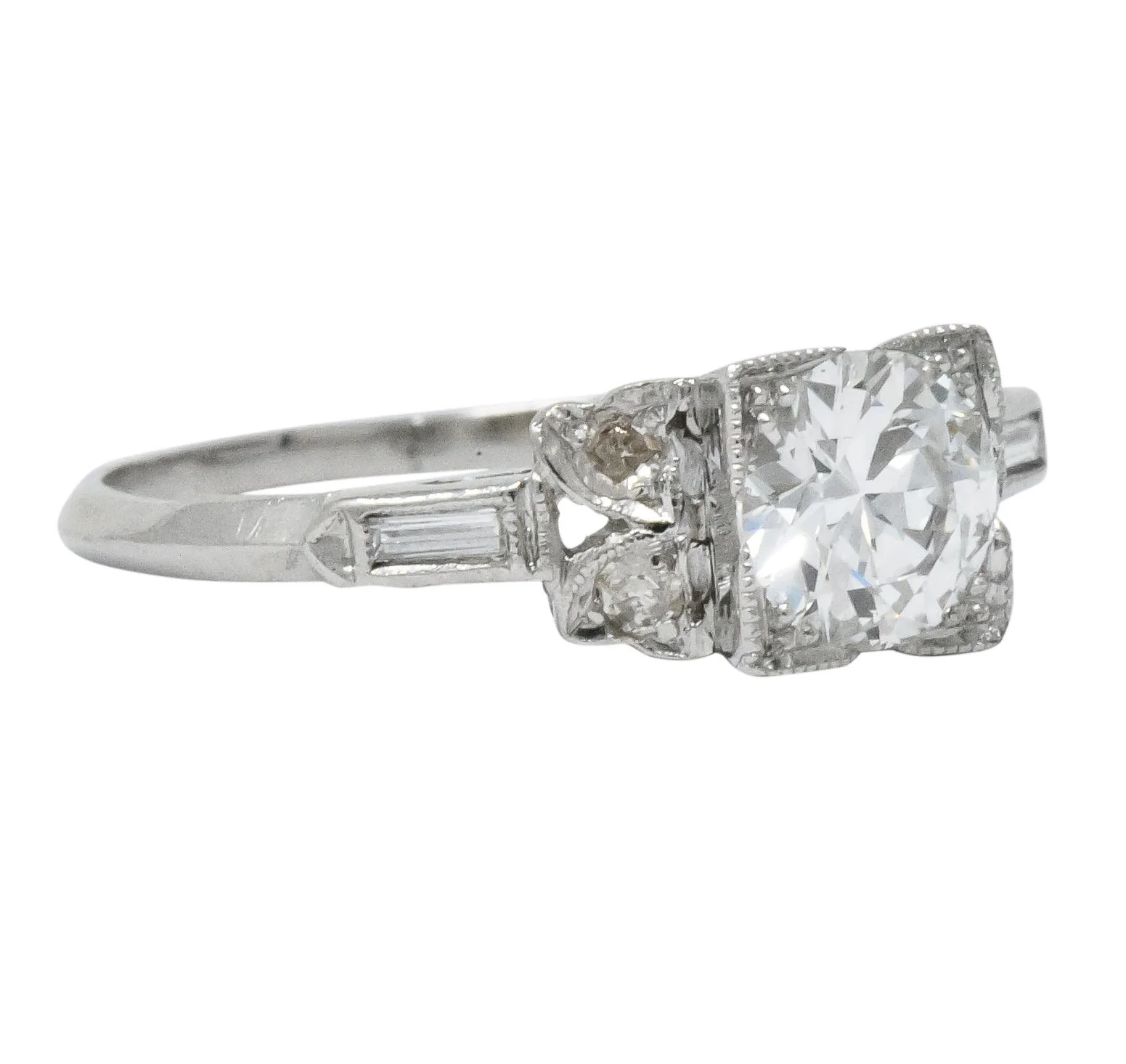 Art Deco 0.97 CTW Diamond Platinum Engagement Ring GIA - Image 4
