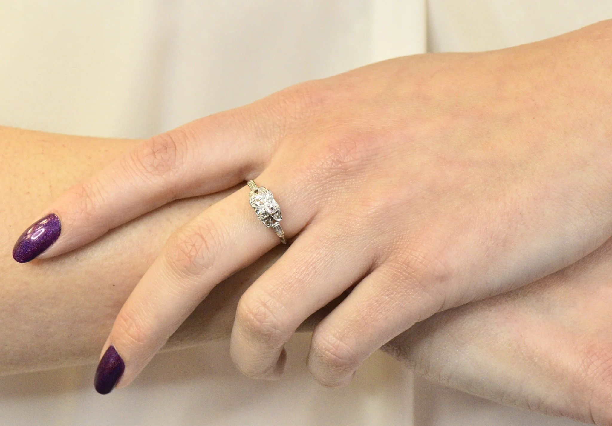 Art Deco 0.97 CTW Diamond Platinum Engagement Ring GIA - Image 9