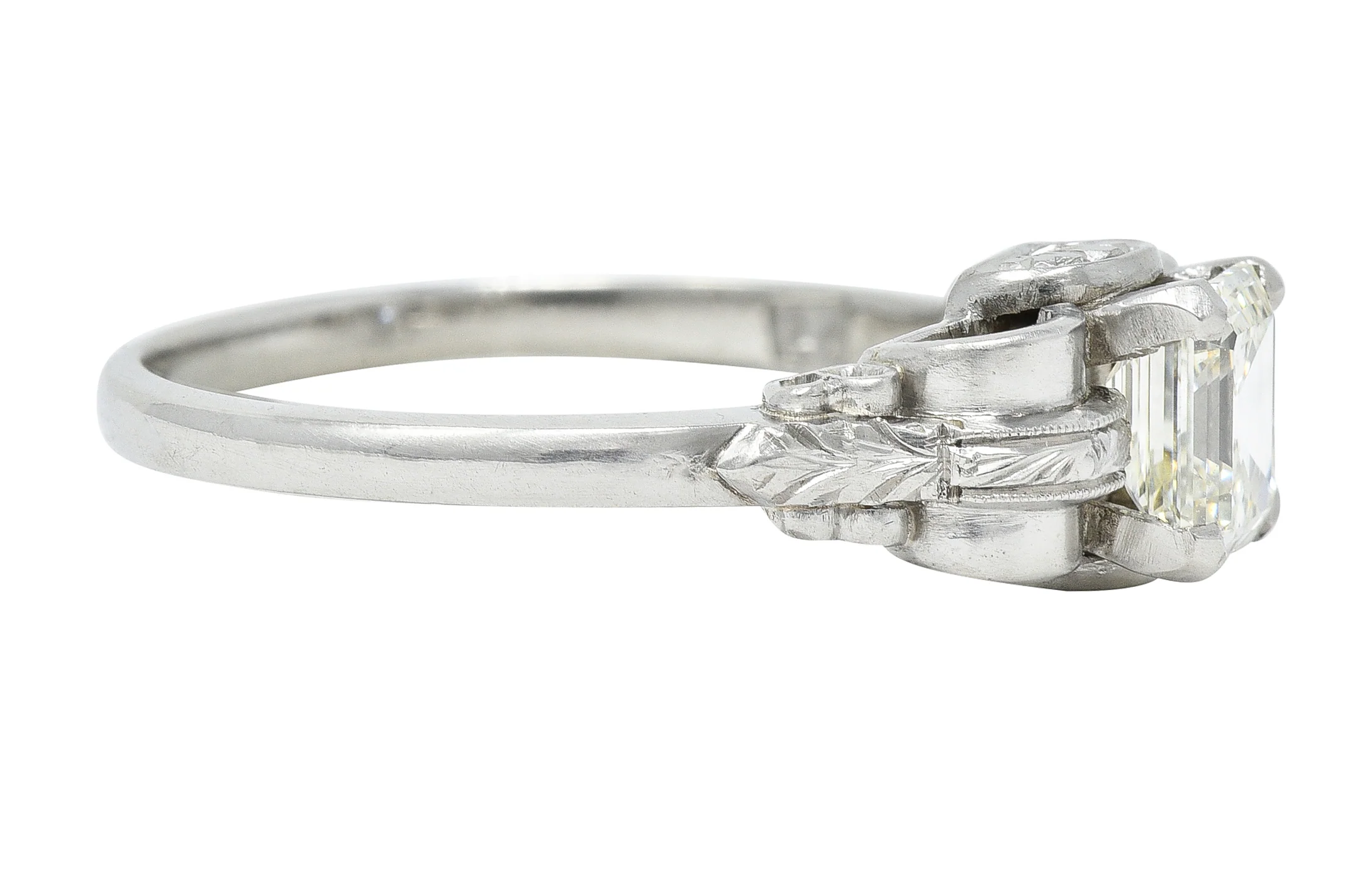 Art Deco 0.97 CTW Emerald Cut Diamond Platinum Vintage Engagement Ring GIA - Image 4