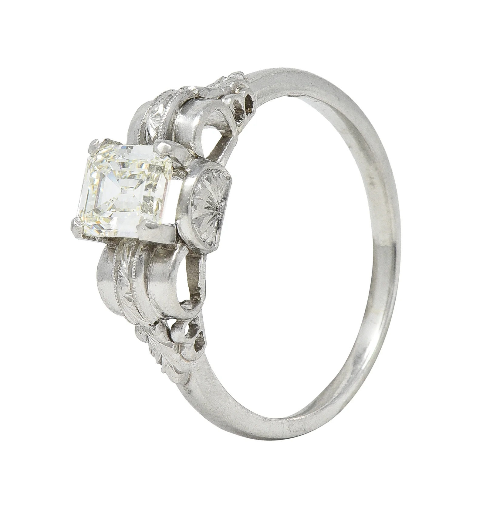 Art Deco 0.97 CTW Emerald Cut Diamond Platinum Vintage Engagement Ring GIA - Image 9