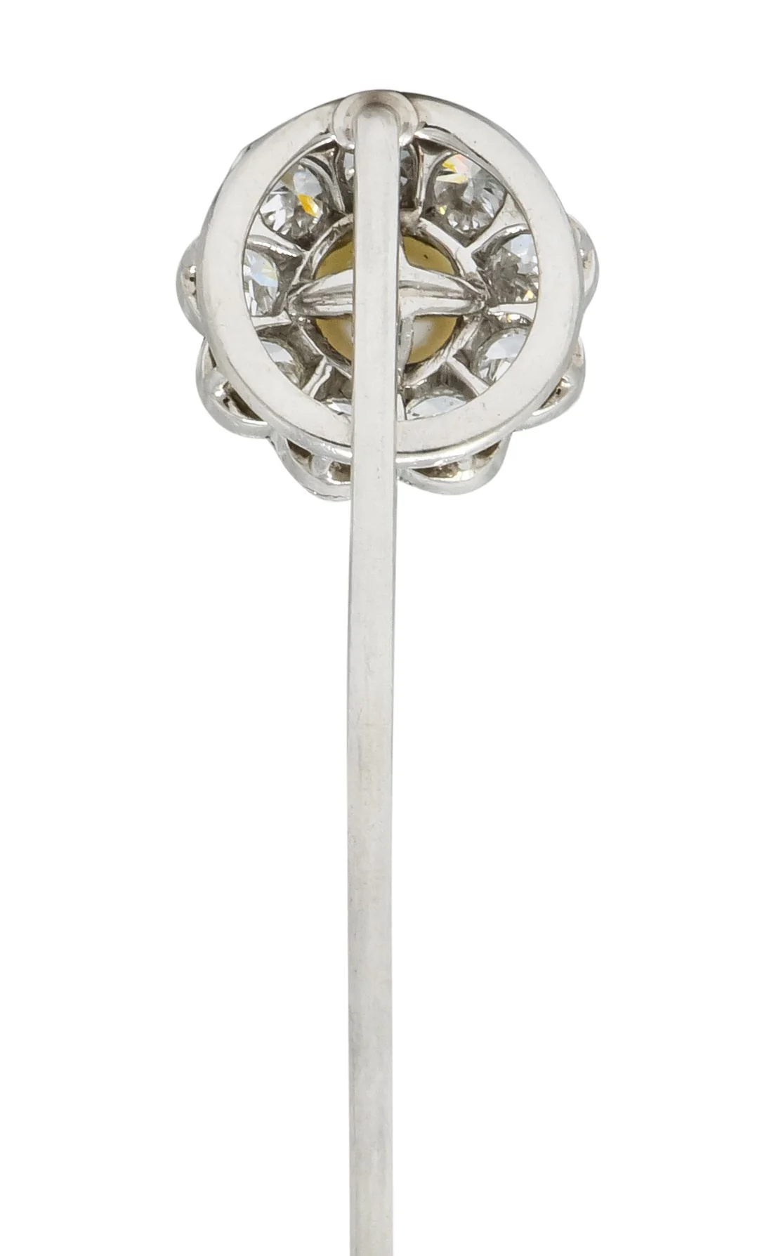 Art Deco 1.00 CTW Diamond Pearl Platinum Floral Cluster Stickpin - Image 4