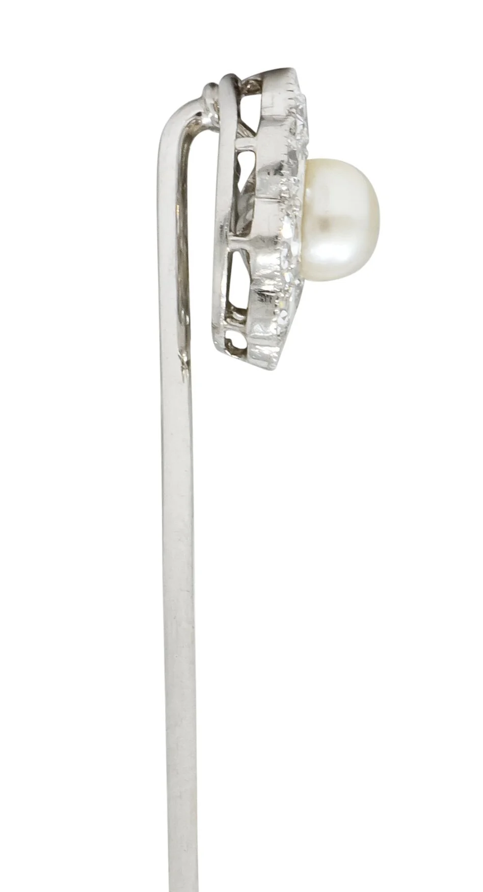 Art Deco 1.00 CTW Diamond Pearl Platinum Floral Cluster Stickpin - Image 5