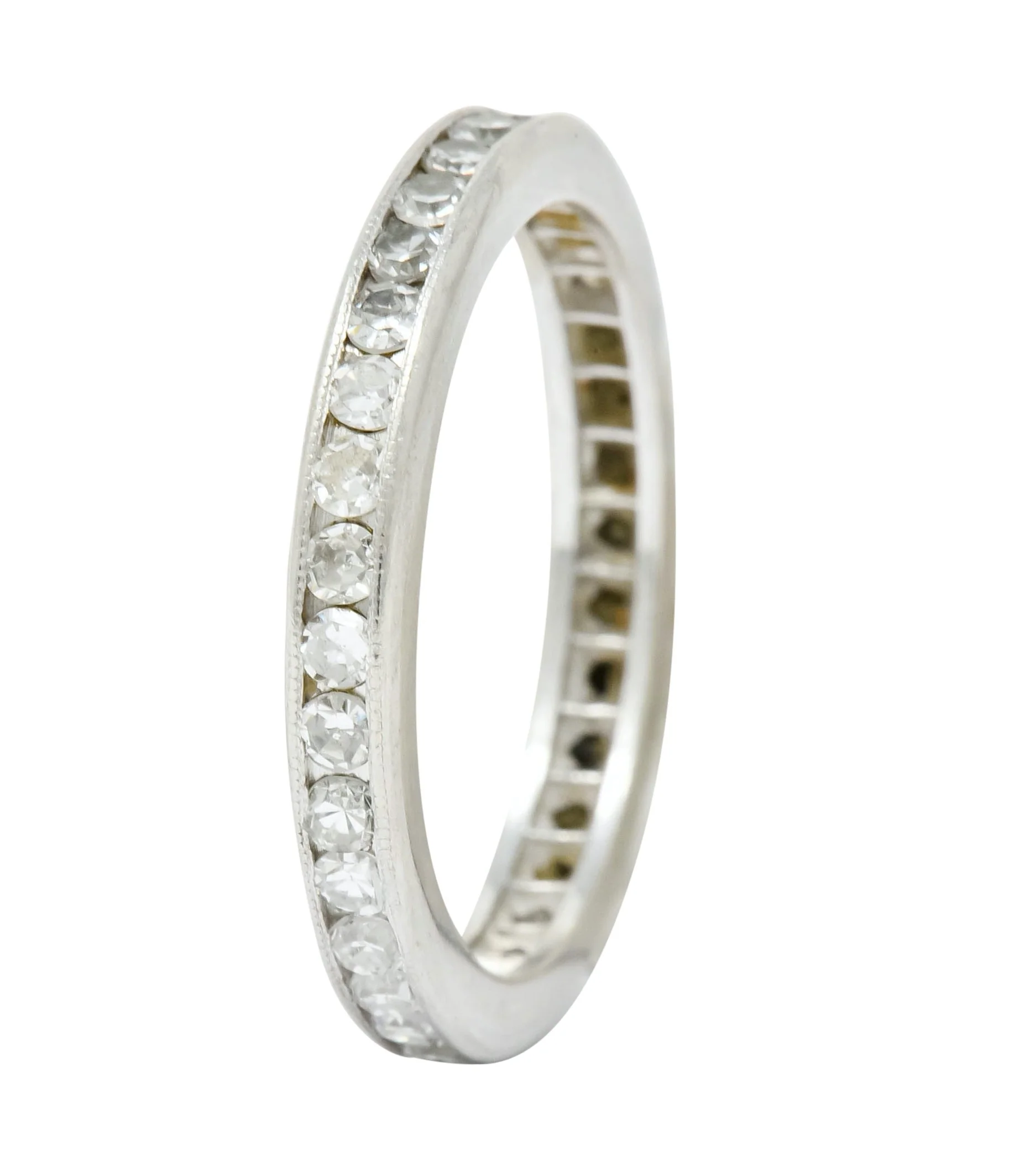Art Deco 1.00 CTW Diamond Platinum Channel Eternity Band Ring - Image 5