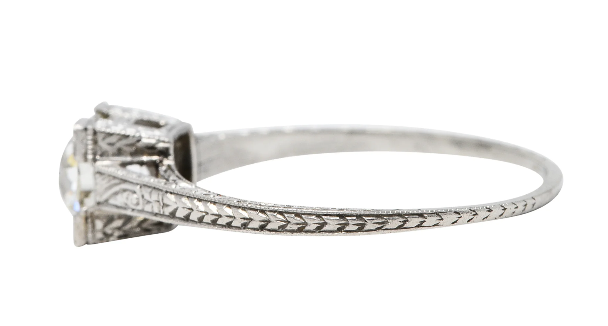 Art Deco 1.00 CTW Diamond Platinum Wheat Engagement Ring - Image 5
