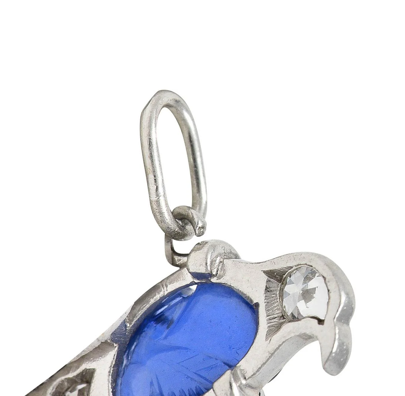 Art Deco 1.00 CTW Sapphire Diamond Vintage Platinum Bird Charm - Image 5
