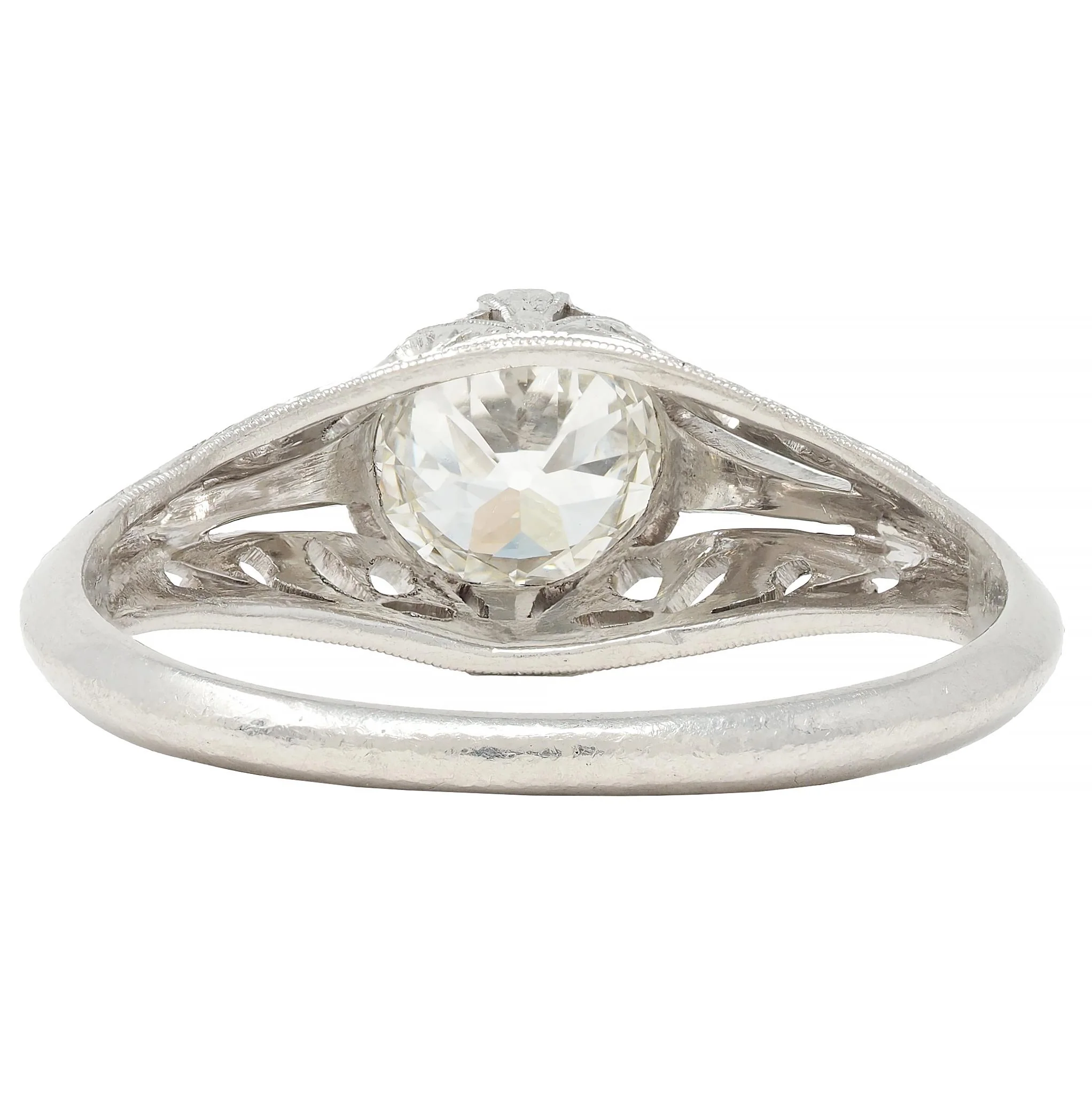 Art Deco 1.02 CTW Diamond Platinum Antique Foliate Solitaire Engagement Ring GIA - Image 4
