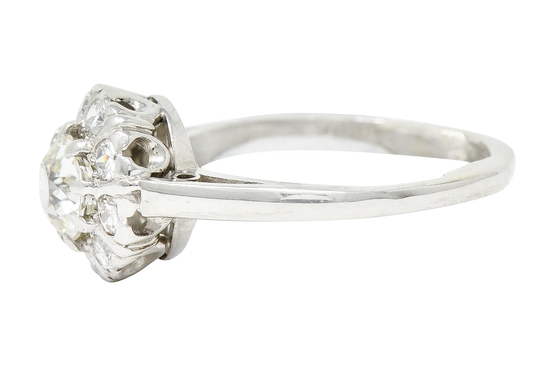 Art Deco 1.02 CTW Diamond Platinum Cluster Engagement Ring - Image 5