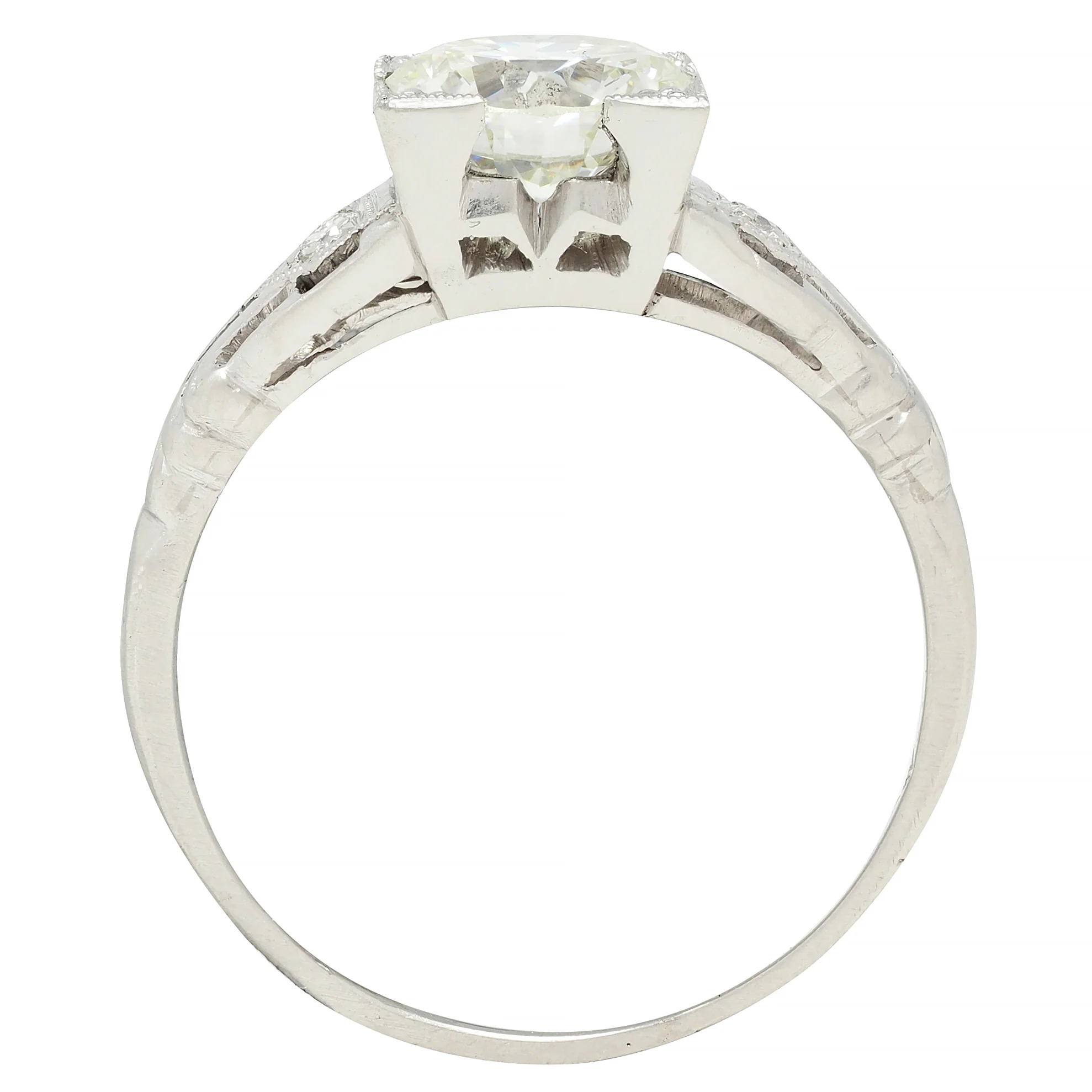 Art Deco 1.03 CTW Old European Cut Diamond Platinum Streamlined Vintage Engagement Ring - Image 10