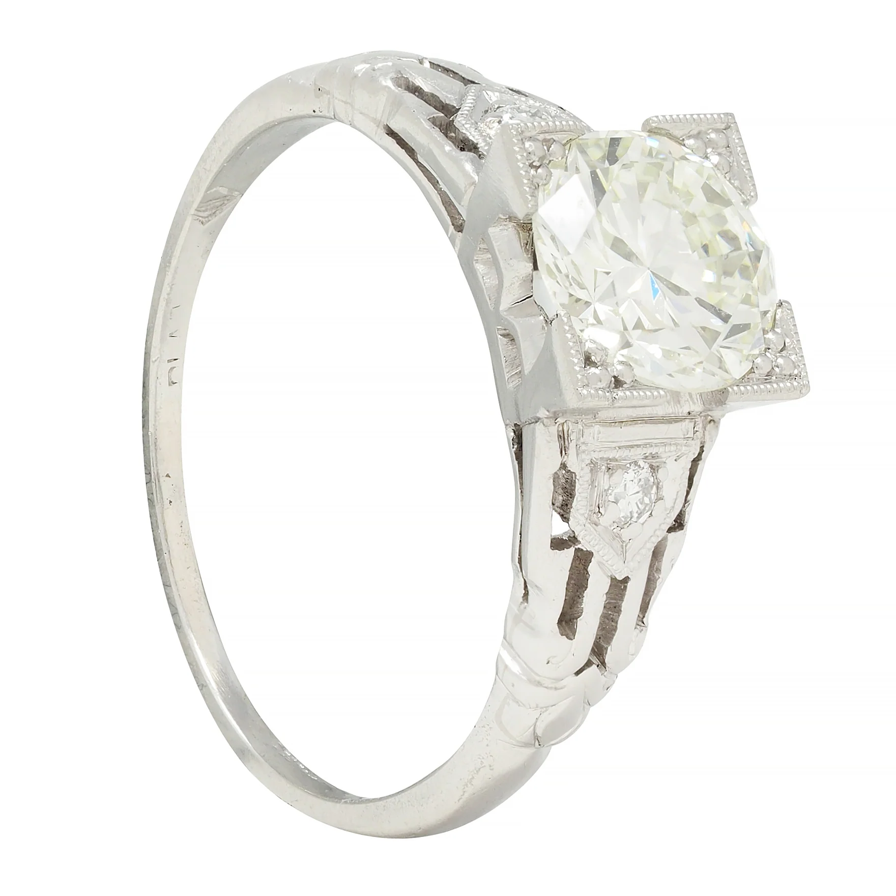Art Deco 1.03 CTW Old European Cut Diamond Platinum Streamlined Vintage Engagement Ring - Image 11