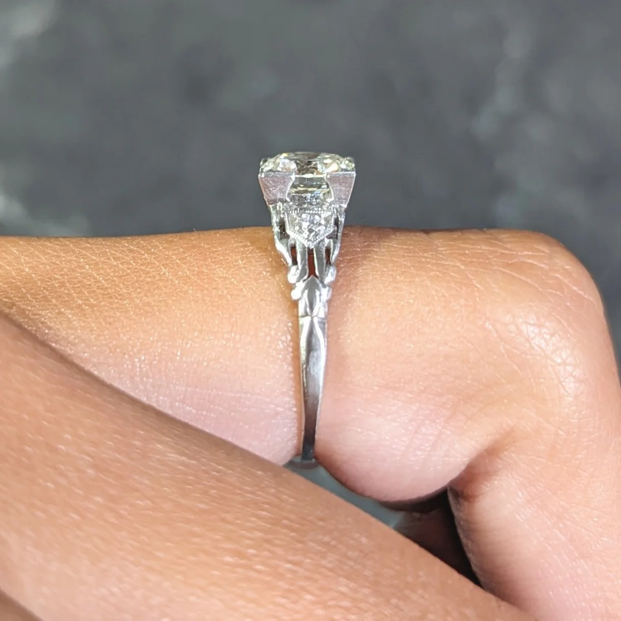 Art Deco 1.03 CTW Old European Cut Diamond Platinum Streamlined Vintage Engagement Ring - Image 14