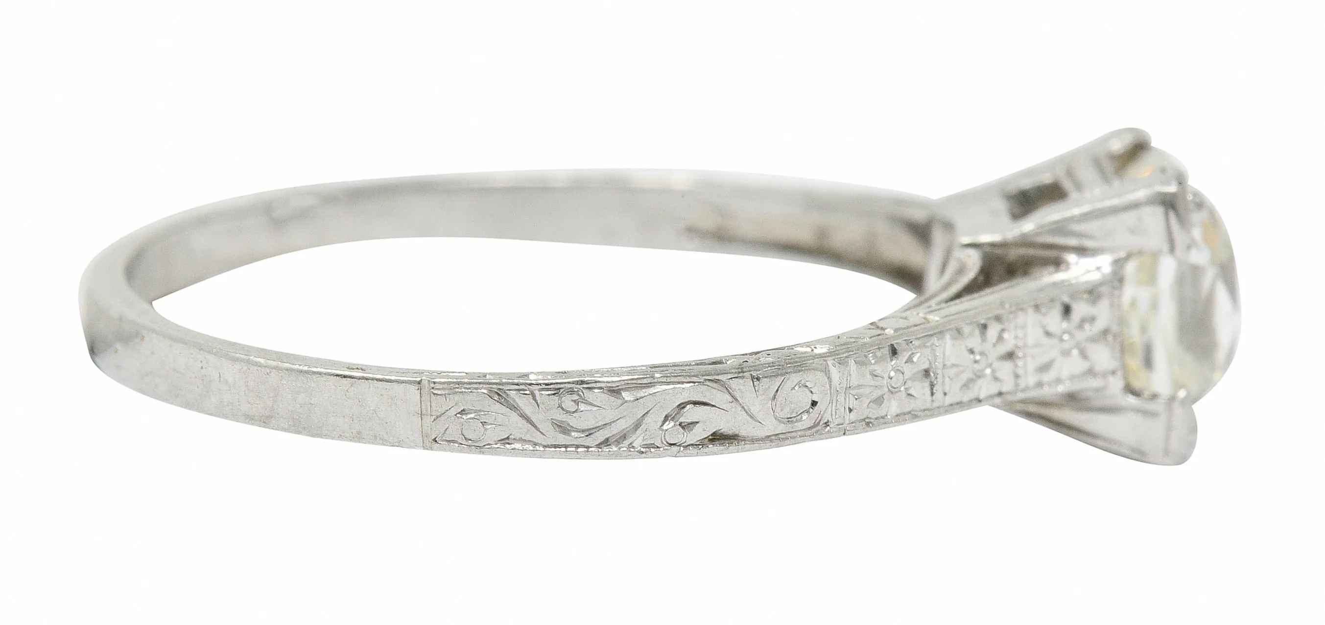 Art Deco 1.08 CTW Old Mine Diamond Platinum Engagement Ring GIA - Image 3