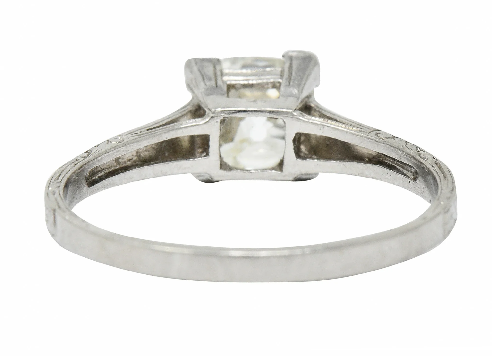 Art Deco 1.08 CTW Old Mine Diamond Platinum Engagement Ring GIA - Image 4