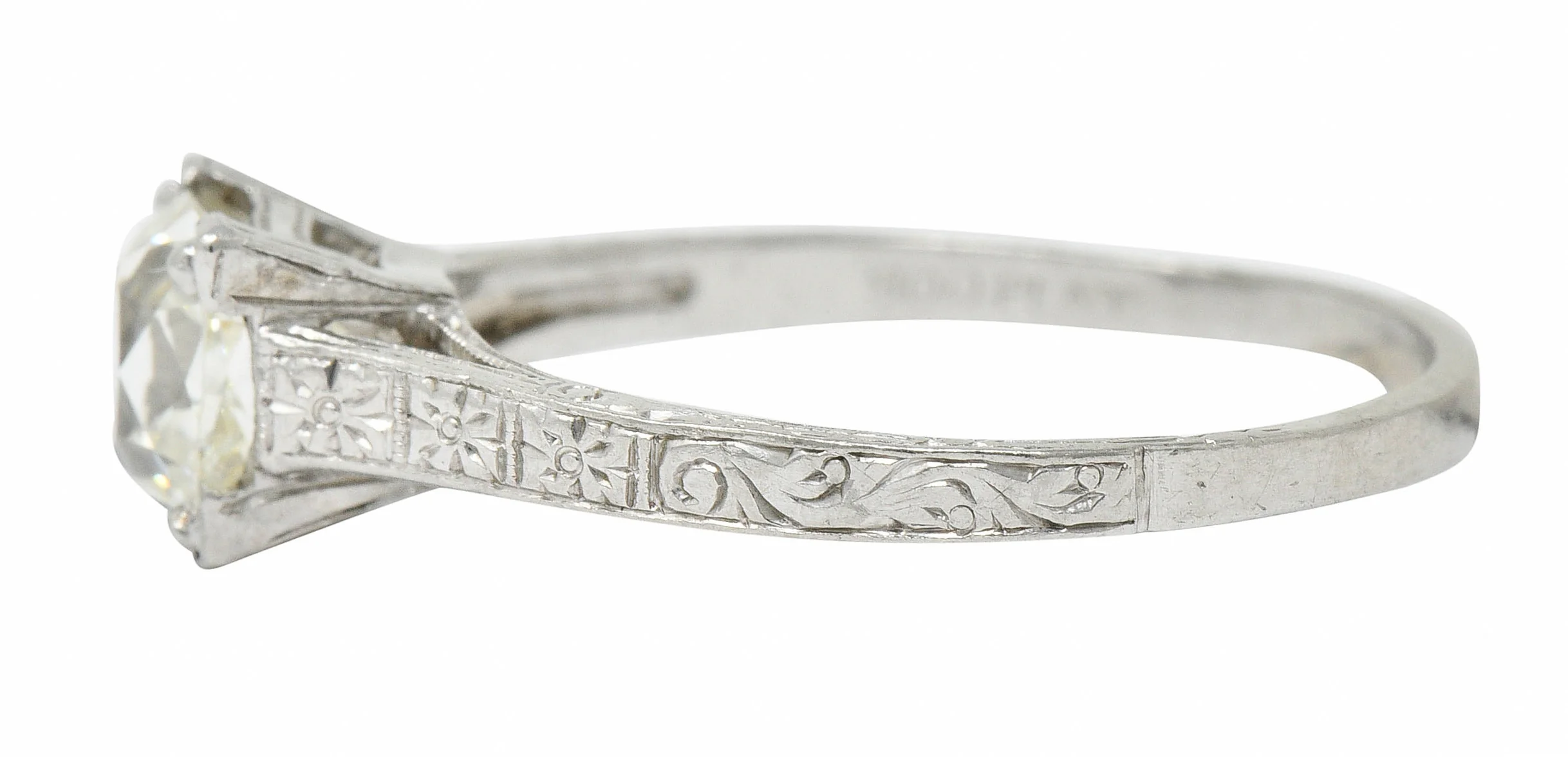 Art Deco 1.08 CTW Old Mine Diamond Platinum Engagement Ring GIA - Image 5