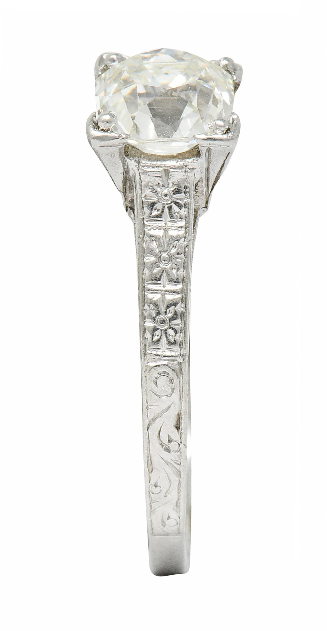 Art Deco 1.08 CTW Old Mine Diamond Platinum Engagement Ring GIA - Image 9
