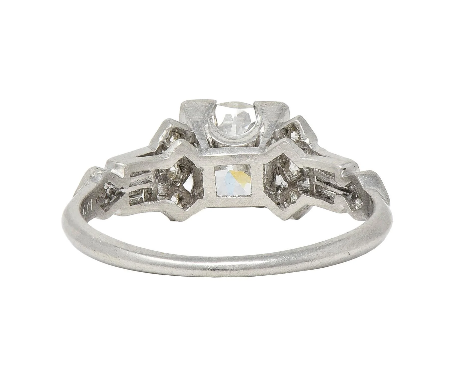 Art Deco 1.12 CTW Diamond Platinum Geometric Engagement Ring - Image 4