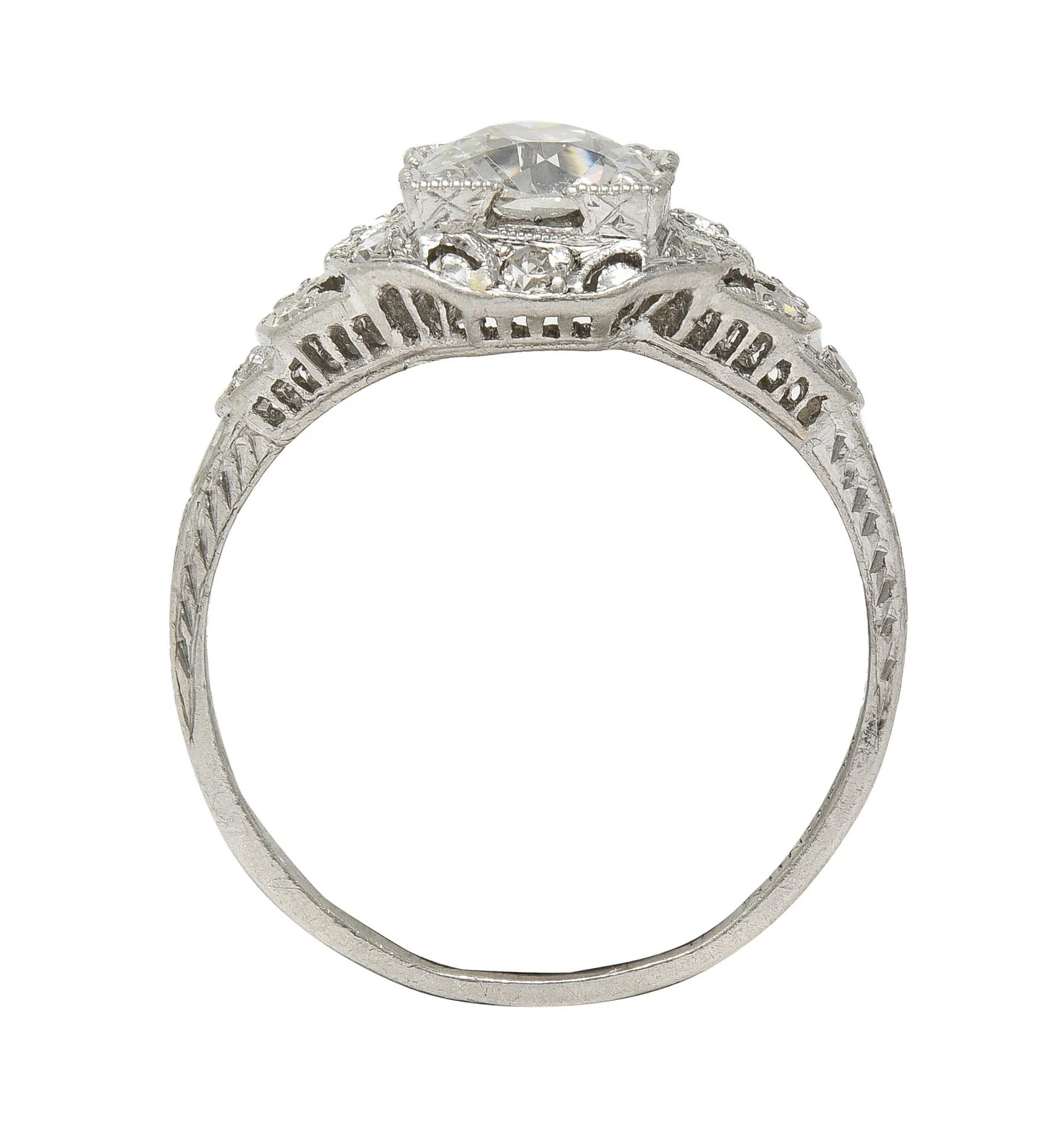 Art Deco 1.13 CTW Old European Cut Diamond Platinum Vintage Engagement Ring - Image 11