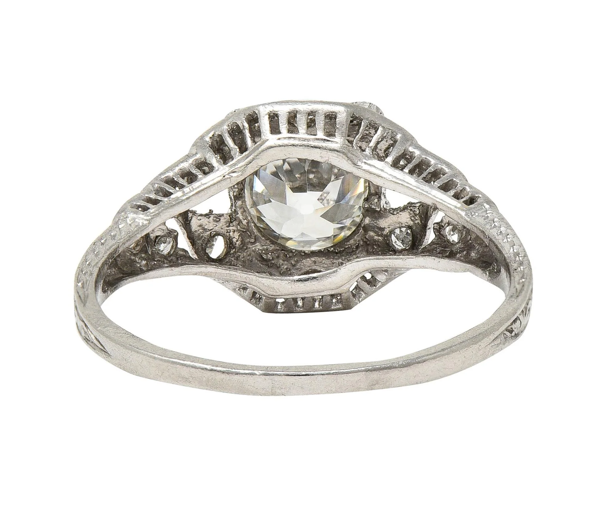 Art Deco 1.13 CTW Old European Cut Diamond Platinum Vintage Engagement Ring - Image 5