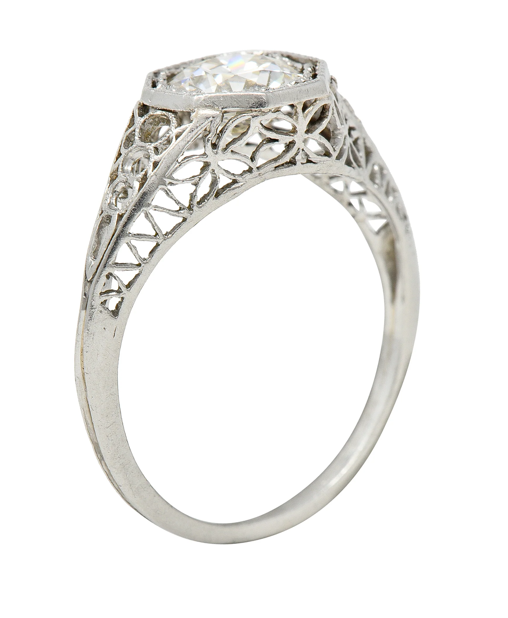 Art Deco 1.16 CTW Diamond Platinum Butterfly Solitaire Engagement Ring - Image 2