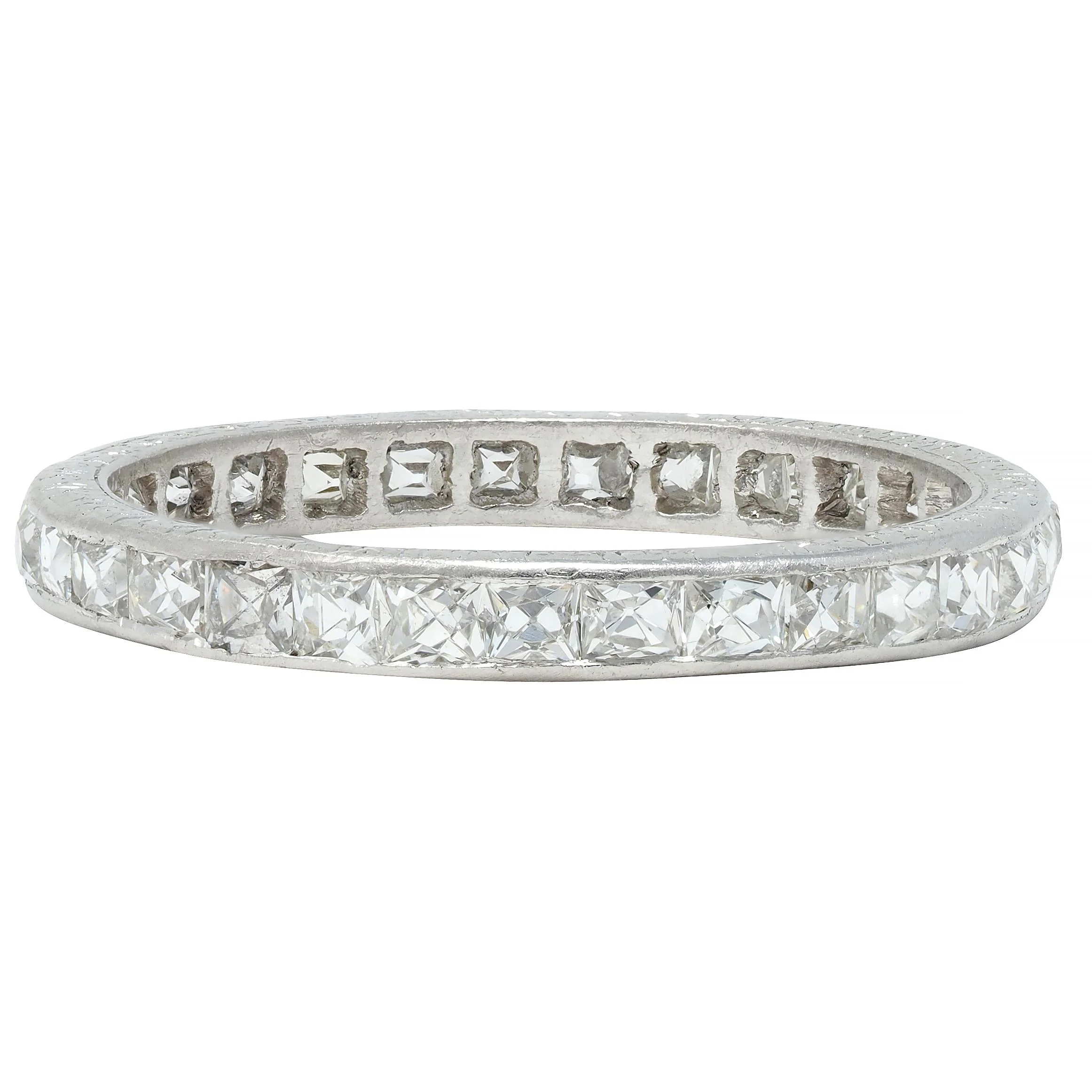 Art Deco 1.16 CTW French Cut Diamond Platinum Orange Blossom Eternity Band Ring - Image 3