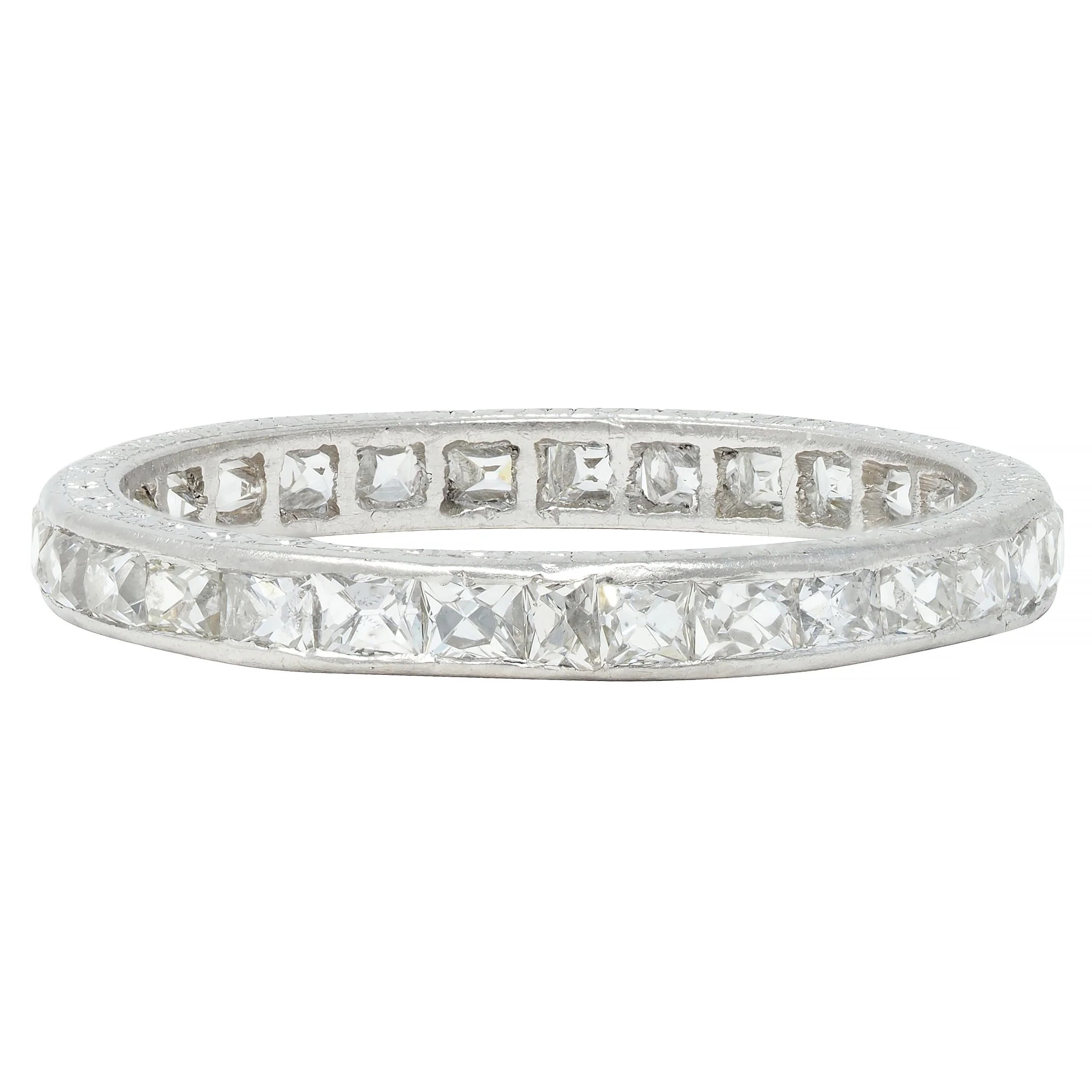 Art Deco 1.16 CTW French Cut Diamond Platinum Orange Blossom Eternity Band Ring - Image 4