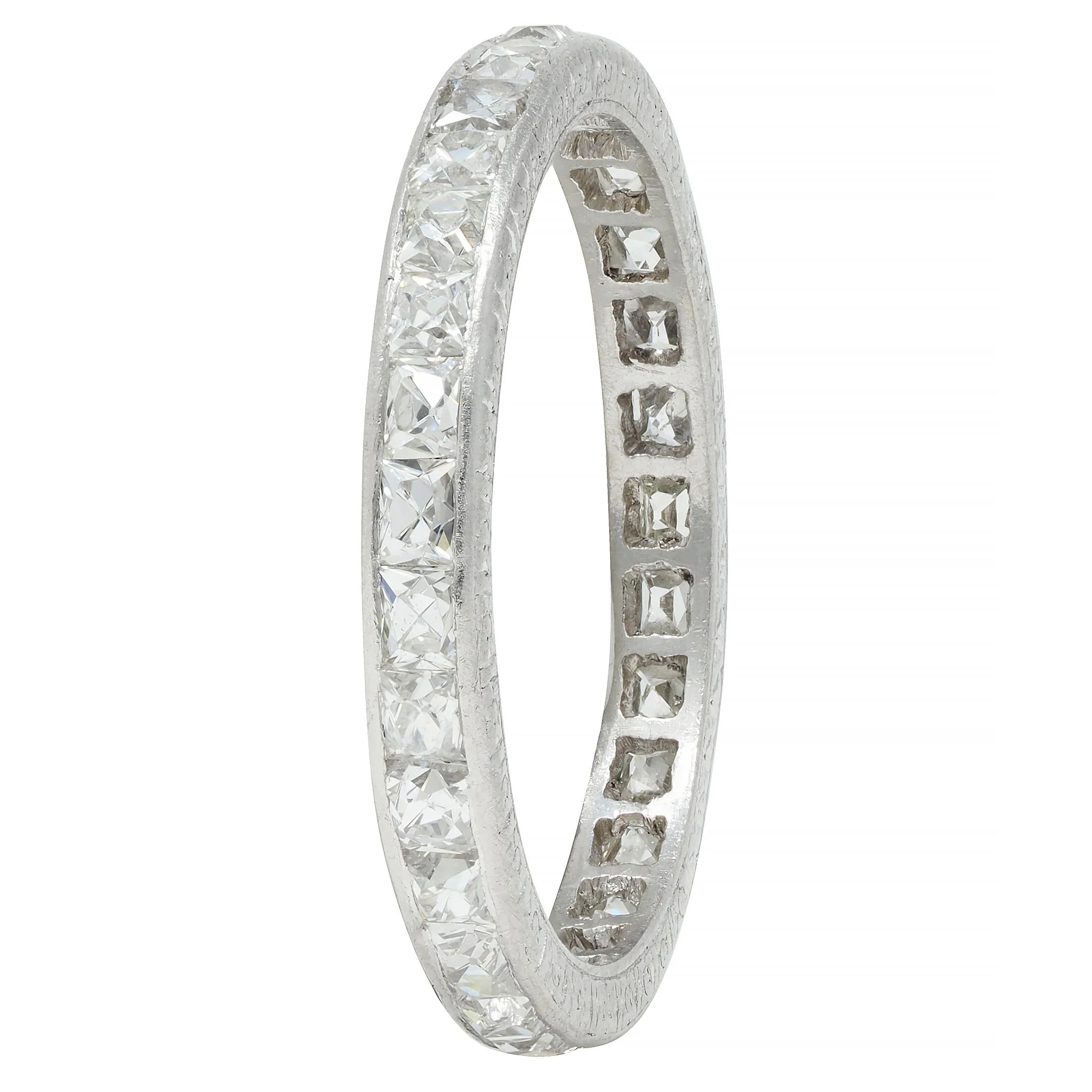 Art Deco 1.16 CTW French Cut Diamond Platinum Orange Blossom Eternity Band Ring - Image 6