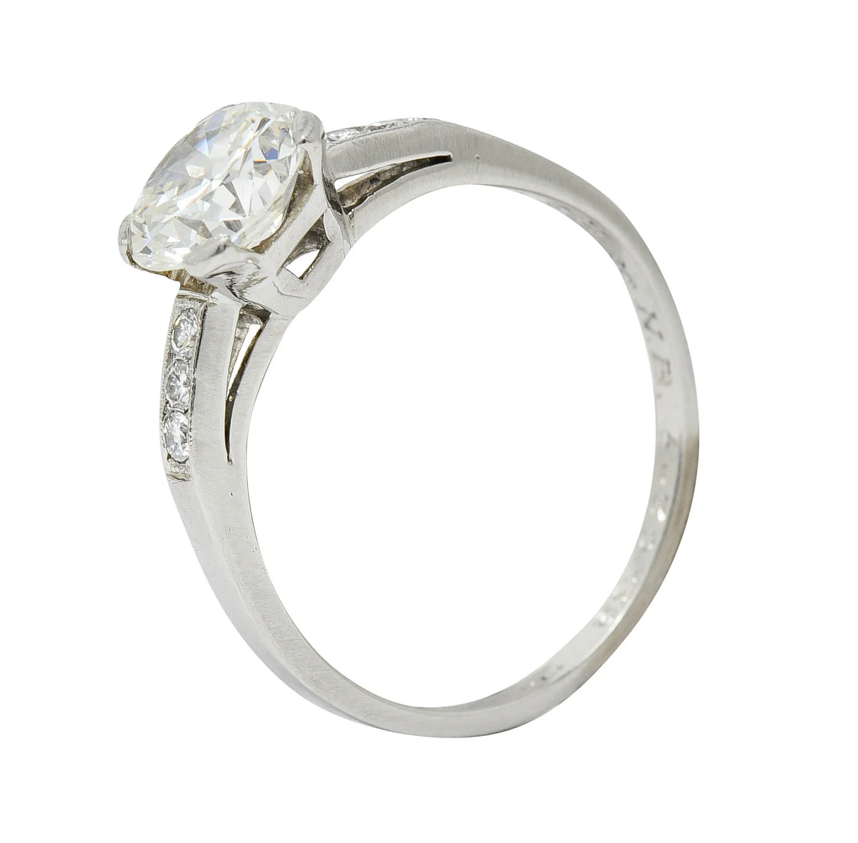 Art Deco 1.20 CTW Diamond Platinum Wide Prong Engagement Ring - Image 10