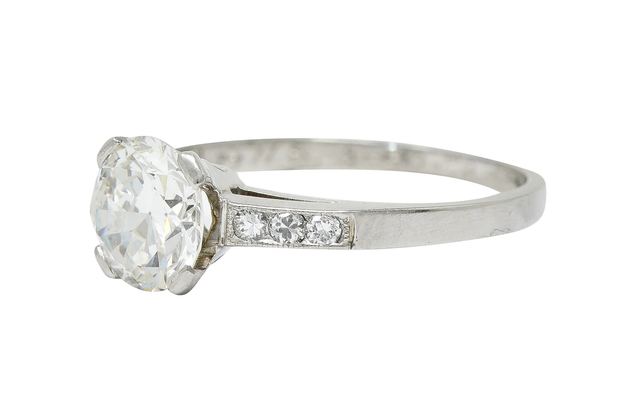 Art Deco 1.20 CTW Diamond Platinum Wide Prong Engagement Ring - Image 6