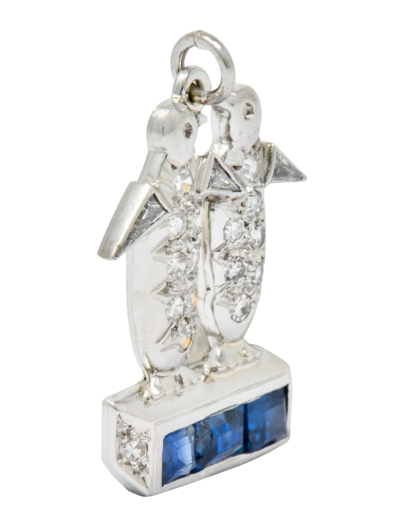 Art Deco 1.20 CTW Diamond Sapphire Platinum Penguin Charm - Image 3