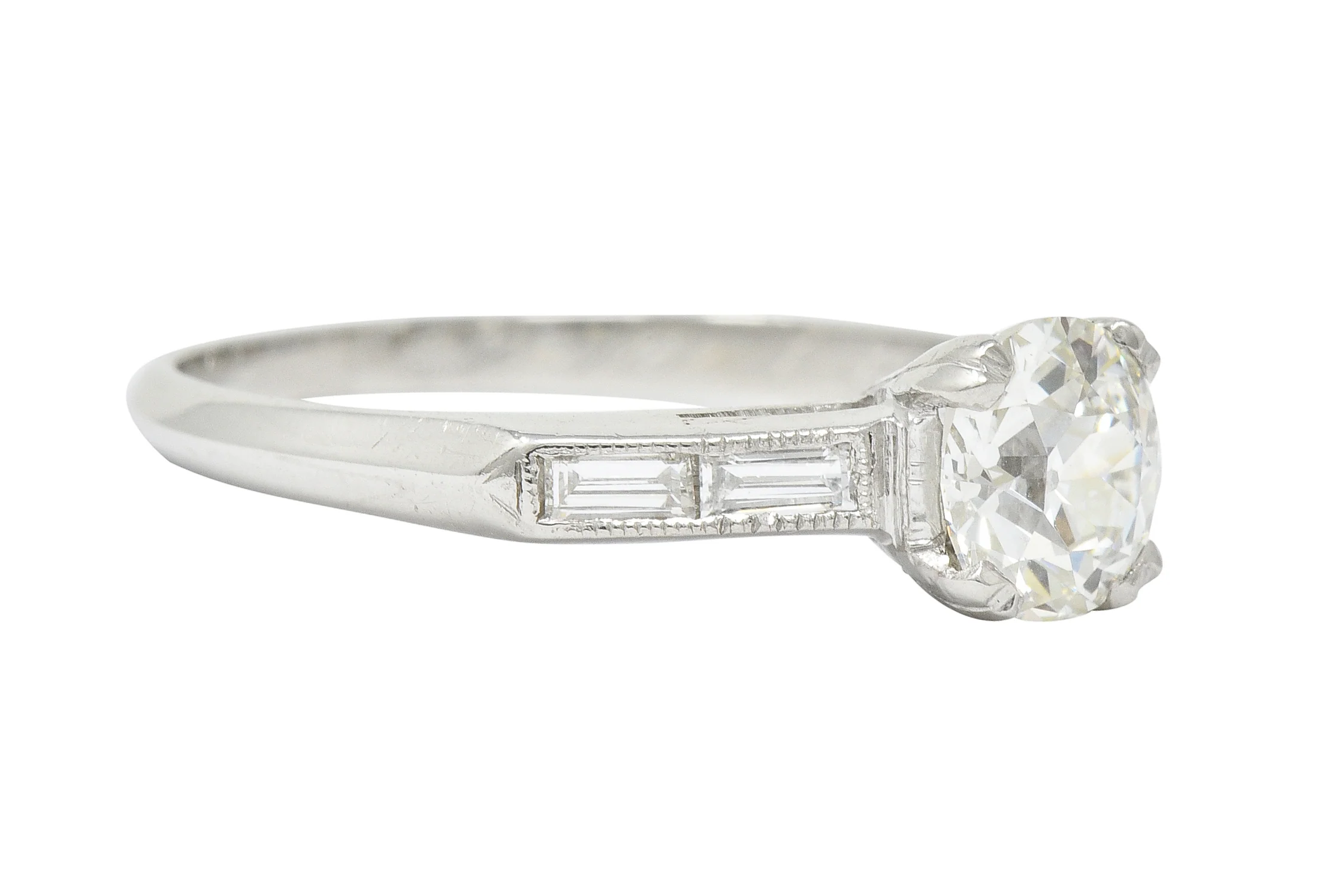 Art Deco 1.21 CTW Old European Cut Diamond Platinum Engagement Ring GIA - Image 2