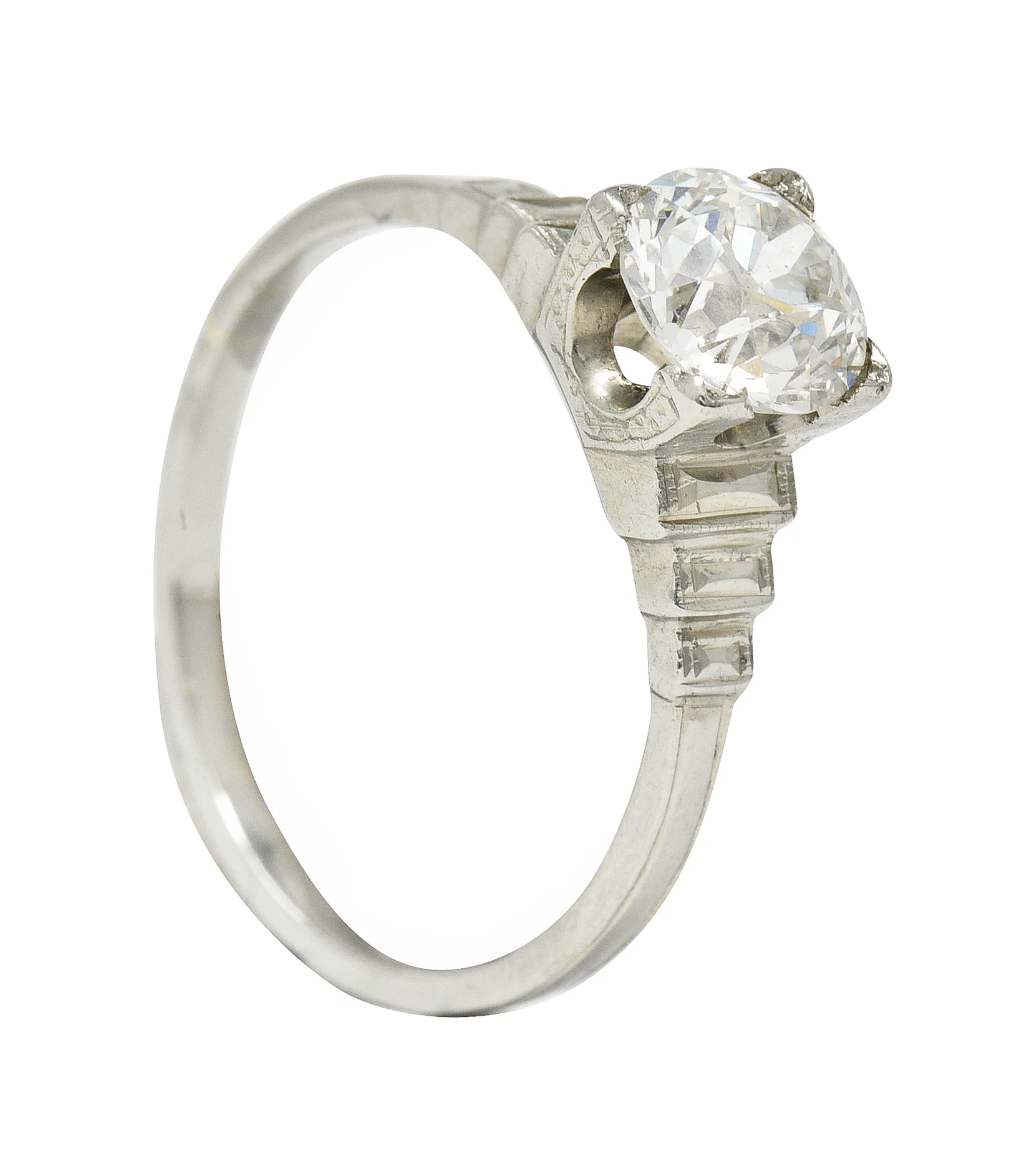 Art Deco 1.23 CTW Old European Cut Diamond Platinum Vintage Engagement Ring GIA - Image 10