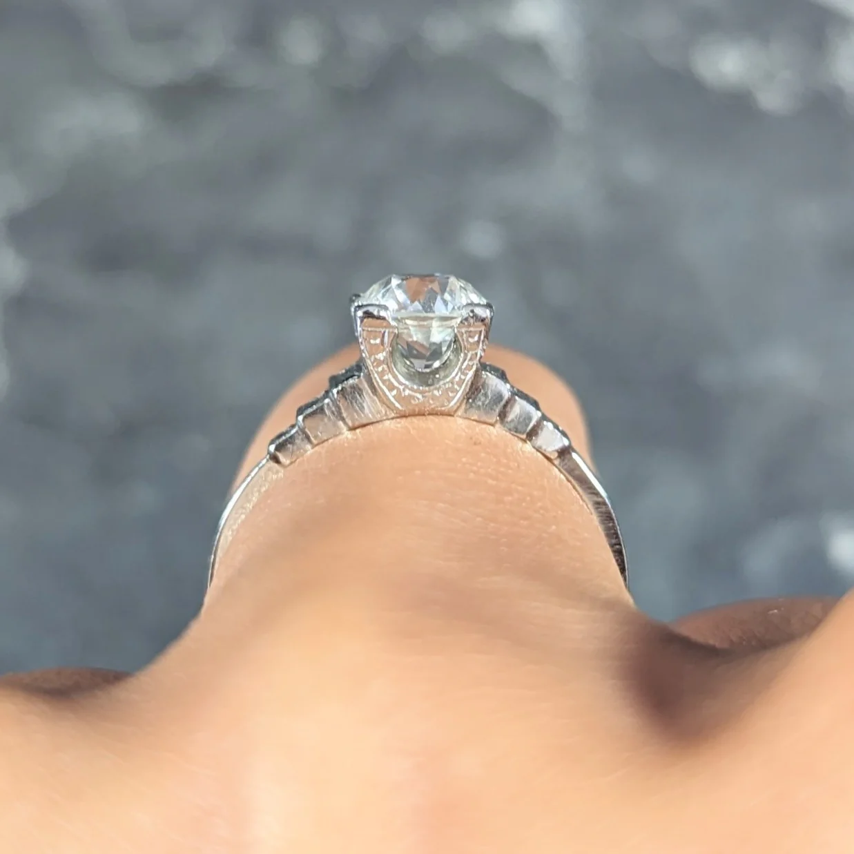 Art Deco 1.23 CTW Old European Cut Diamond Platinum Vintage Engagement Ring GIA - Image 13