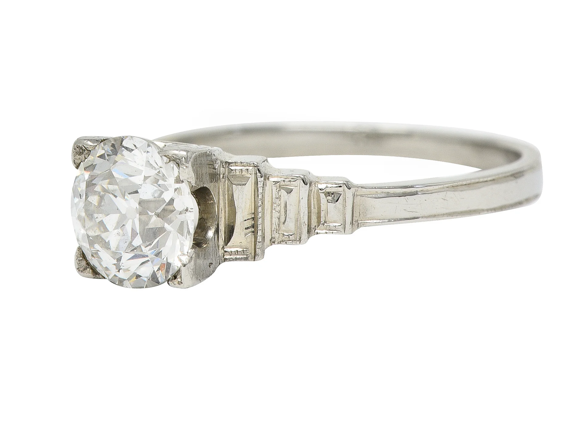 Art Deco 1.23 CTW Old European Cut Diamond Platinum Vintage Engagement Ring GIA - Image 6