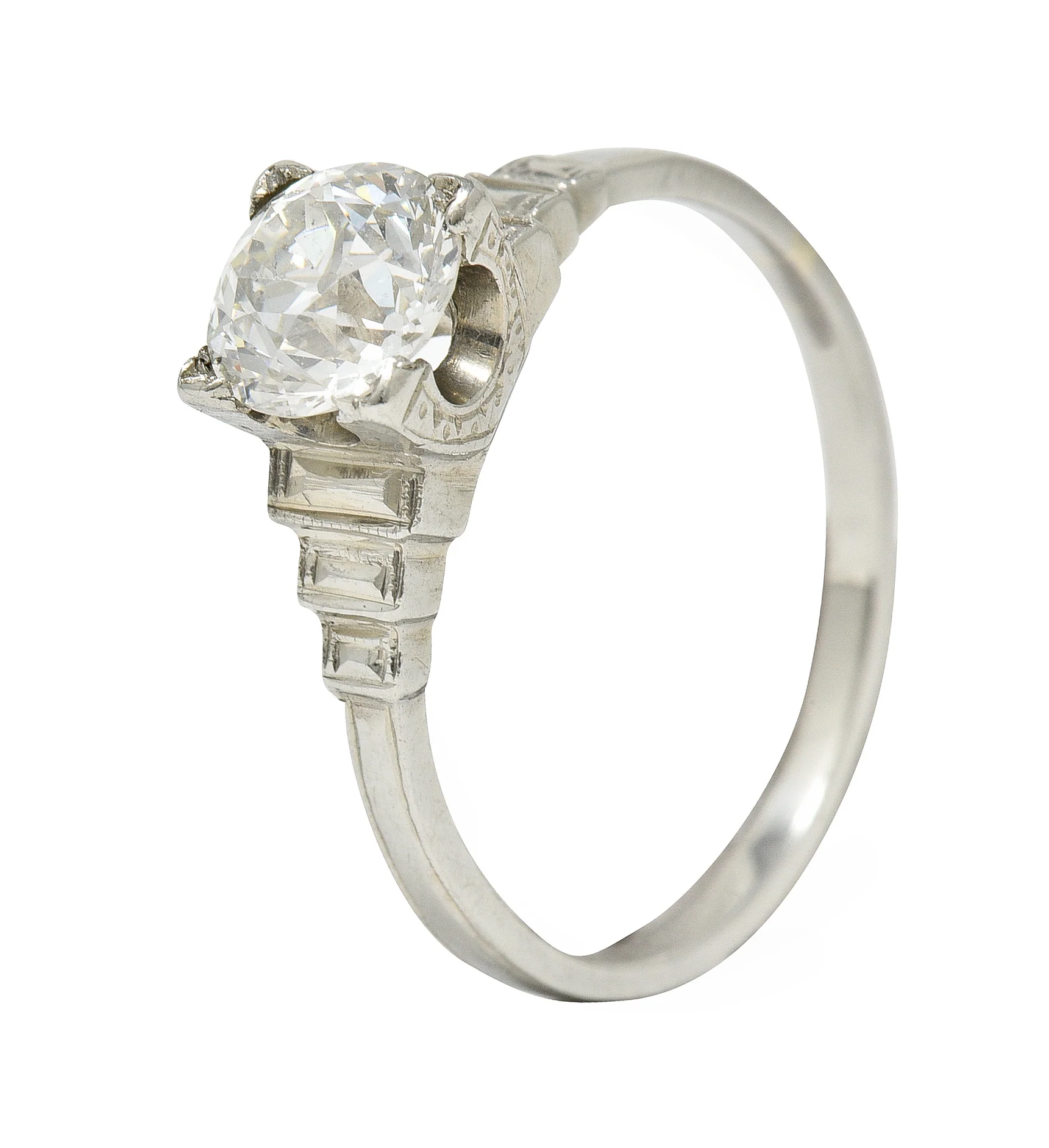 Art Deco 1.23 CTW Old European Cut Diamond Platinum Vintage Engagement Ring GIA - Image 7