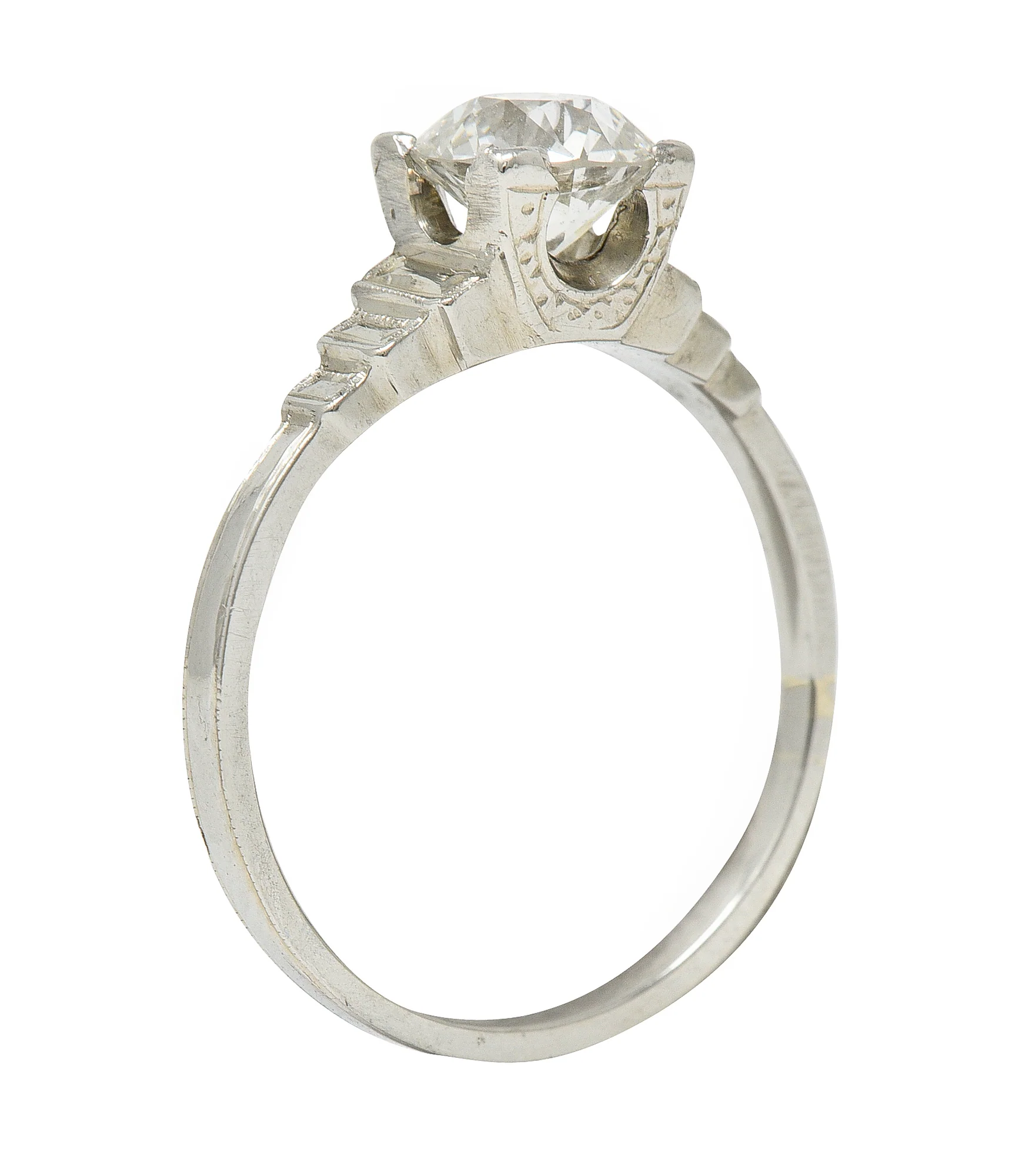 Art Deco 1.23 CTW Old European Cut Diamond Platinum Vintage Engagement Ring GIA - Image 9