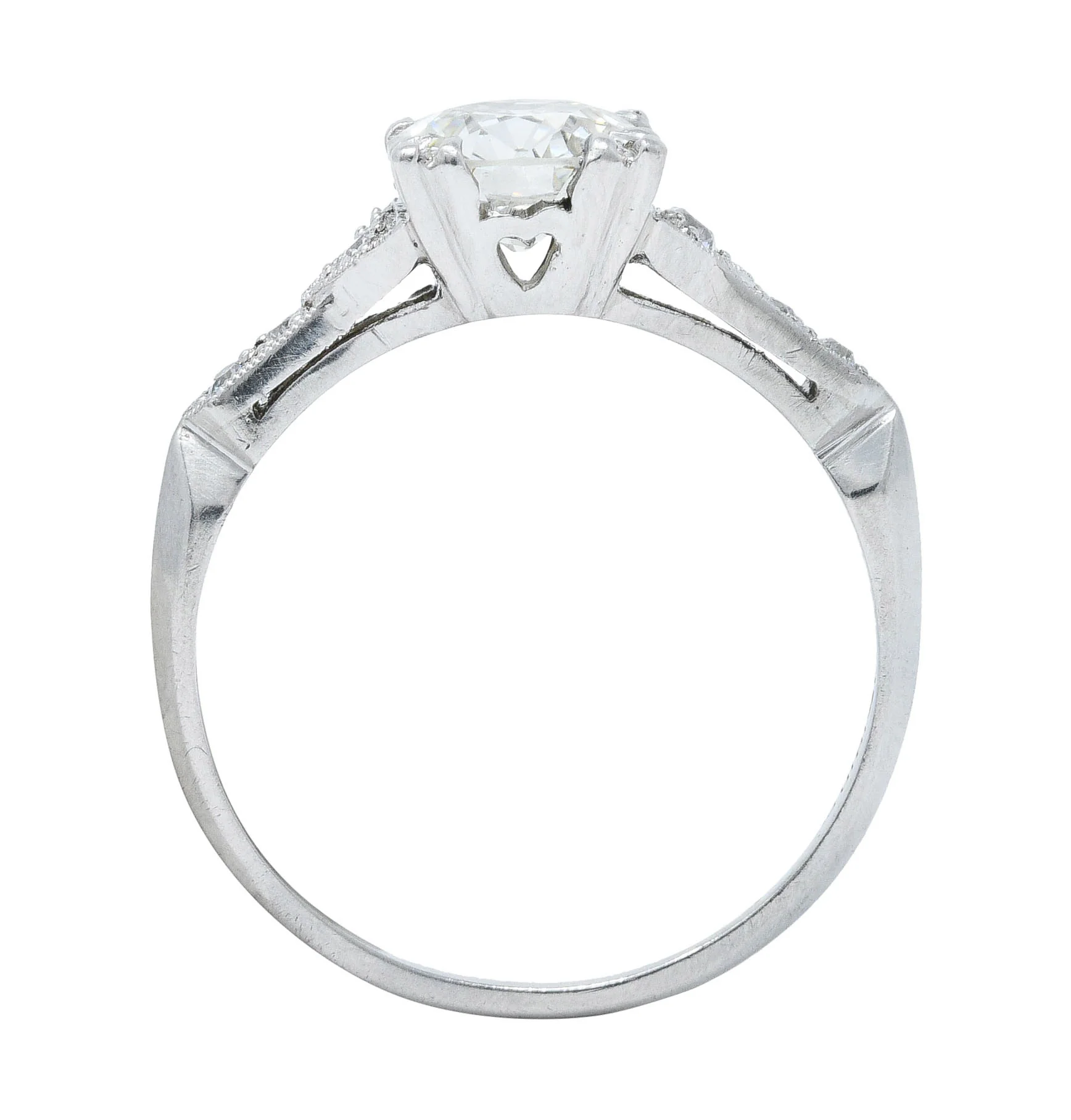 Art Deco 1.24 CTW Diamond Platinum Pointed Shoulder Engagement Ring GIA - Image 9