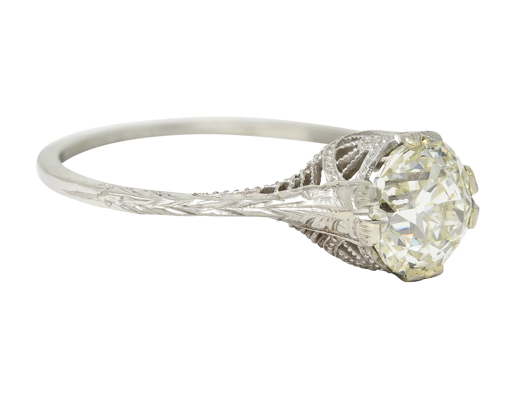 Art Deco 1.24 CTW Old European Diamond Orange Blossom Engagement Ring - Image 3