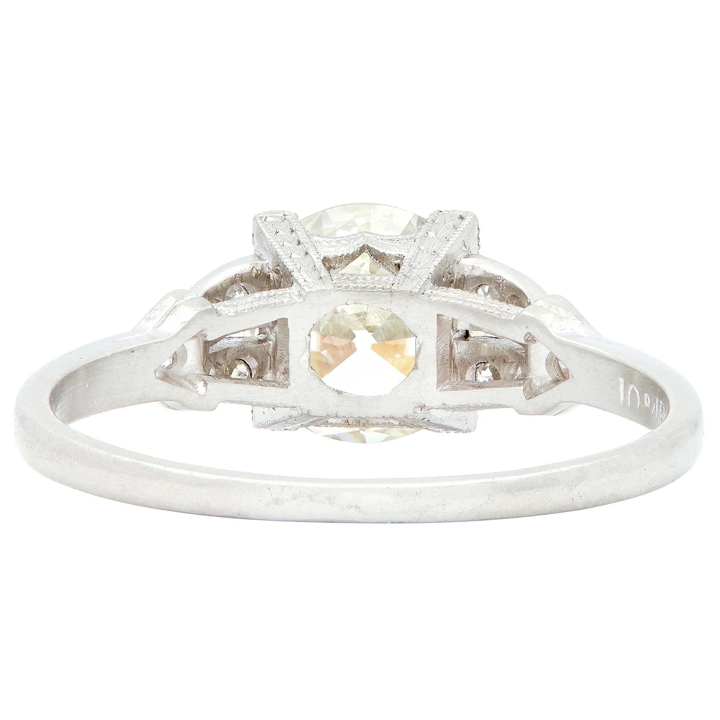 Art Deco 1.25 Center Old European Diamond Ribbon Vintage Engagement Ring - Image 4