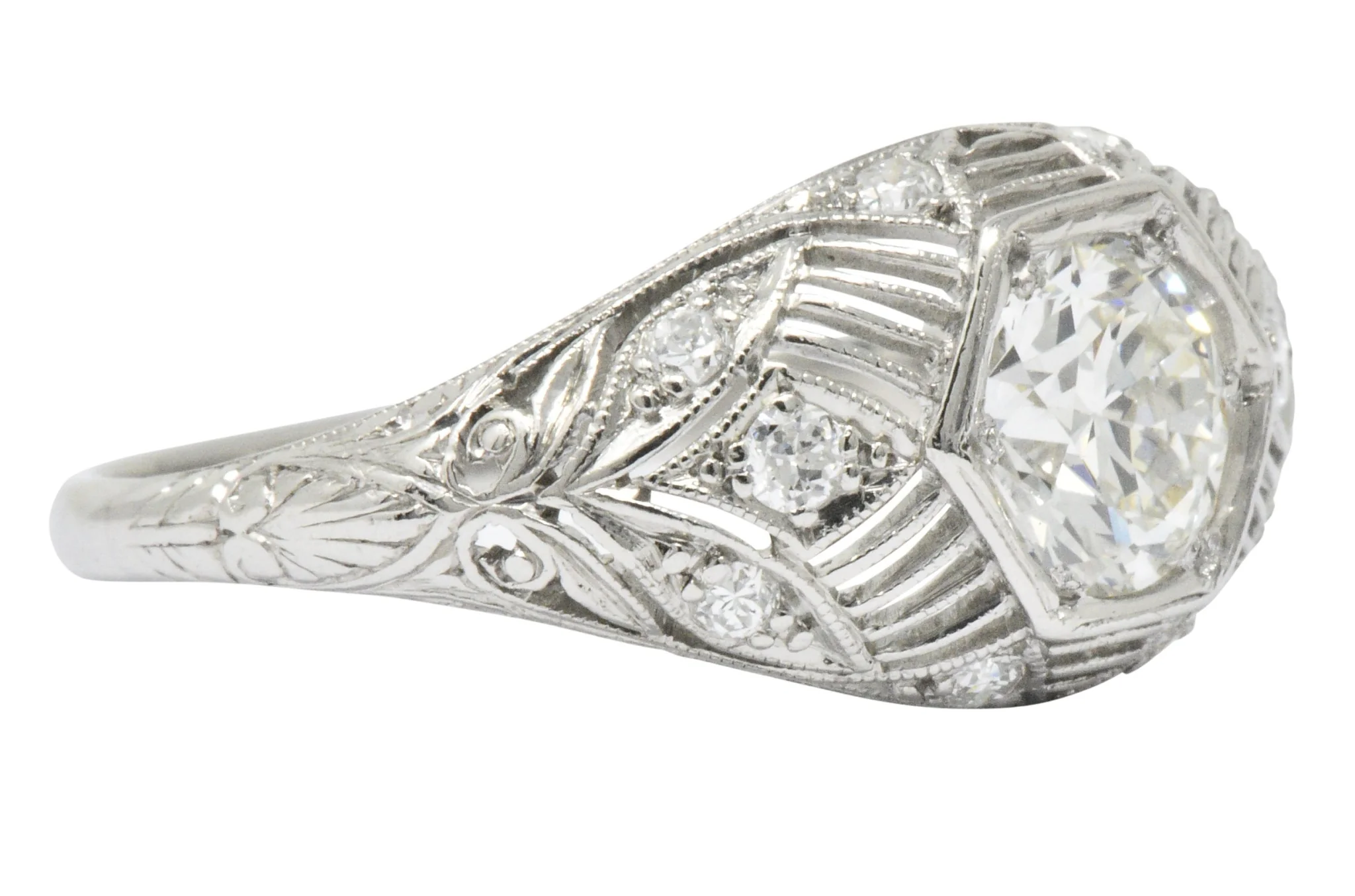 Art Deco 1.25 CTW Diamond Platinum Alternative Engagement Ring GIA - Image 4