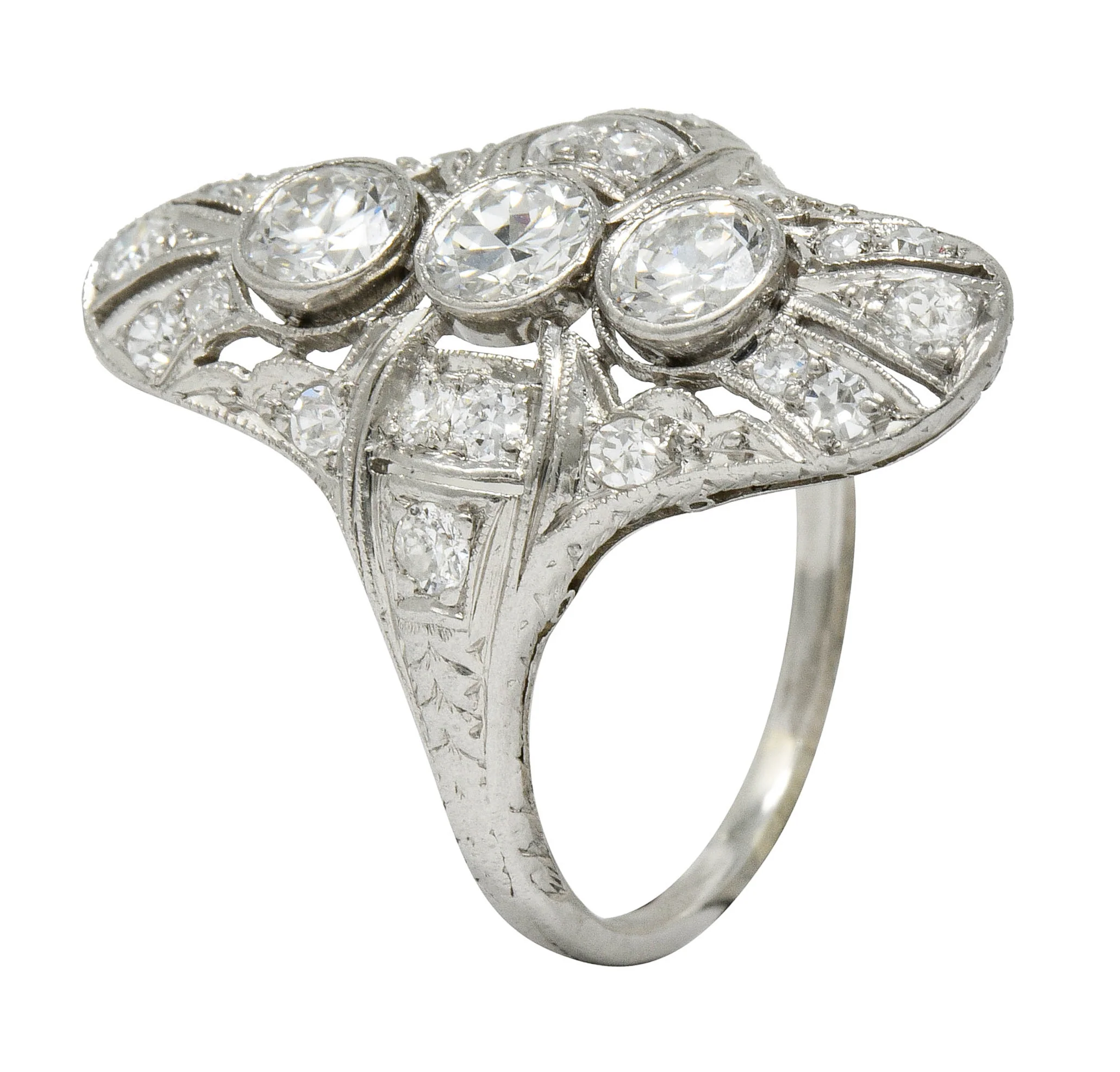 Art Deco 1.25 CTW Diamond Platinum Dinner Ring - Image 8