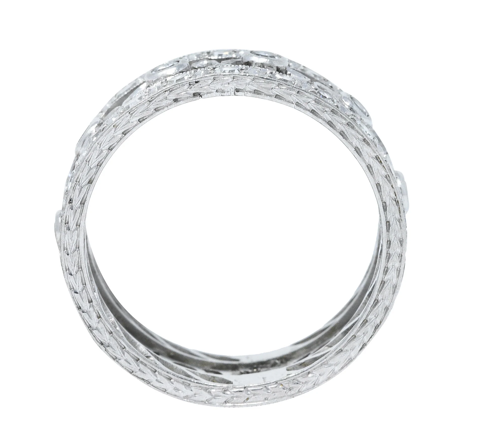 Art Deco 1.25 CTW Diamond Platinum Eyelet Eternity Band Ring - Image 5