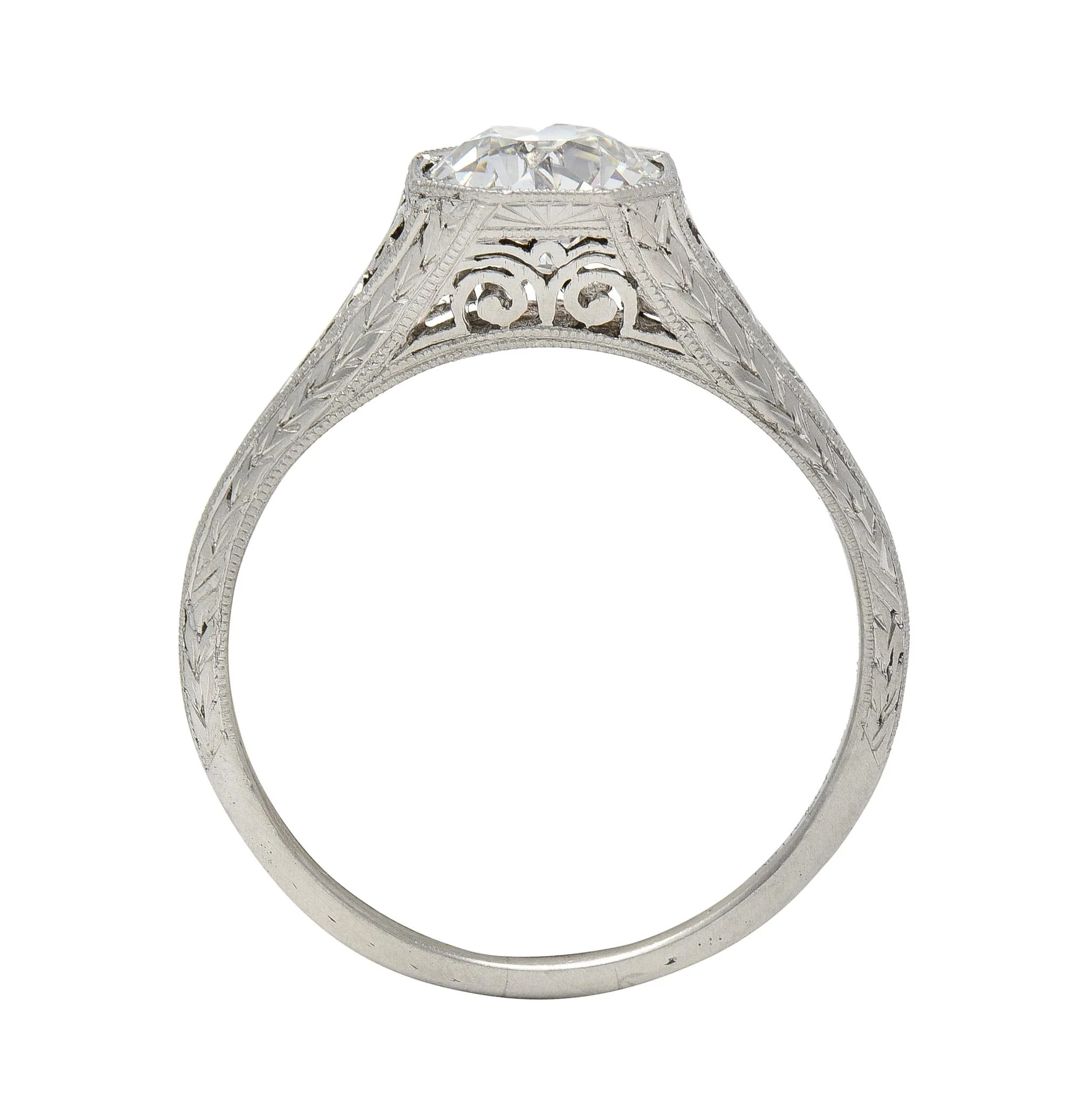 Art Deco 1.27 CT Old European Cut Diamond Platinum Octagonal Engagement Ring GIA - Image 10