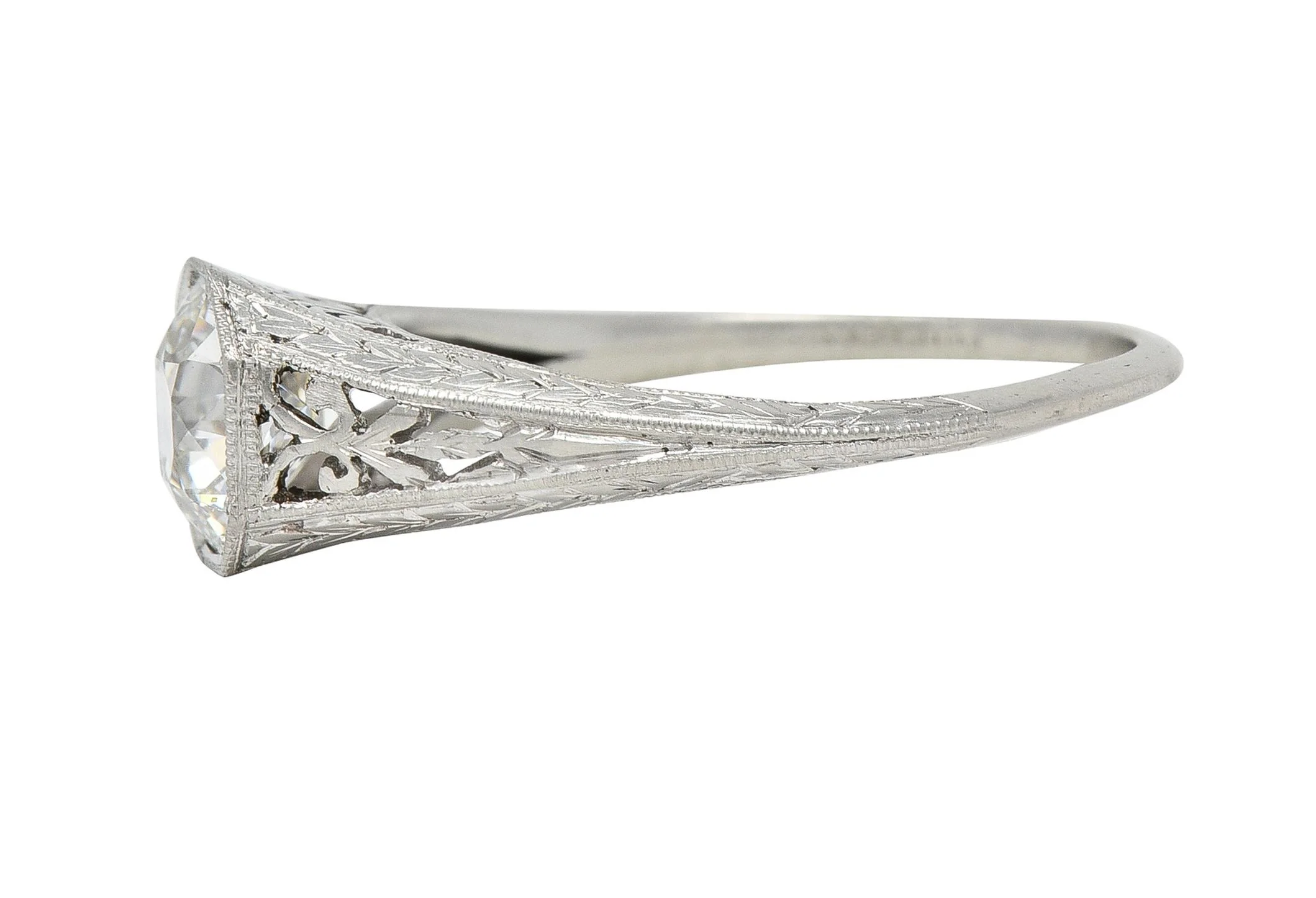 Art Deco 1.27 CT Old European Cut Diamond Platinum Octagonal Engagement Ring GIA - Image 6