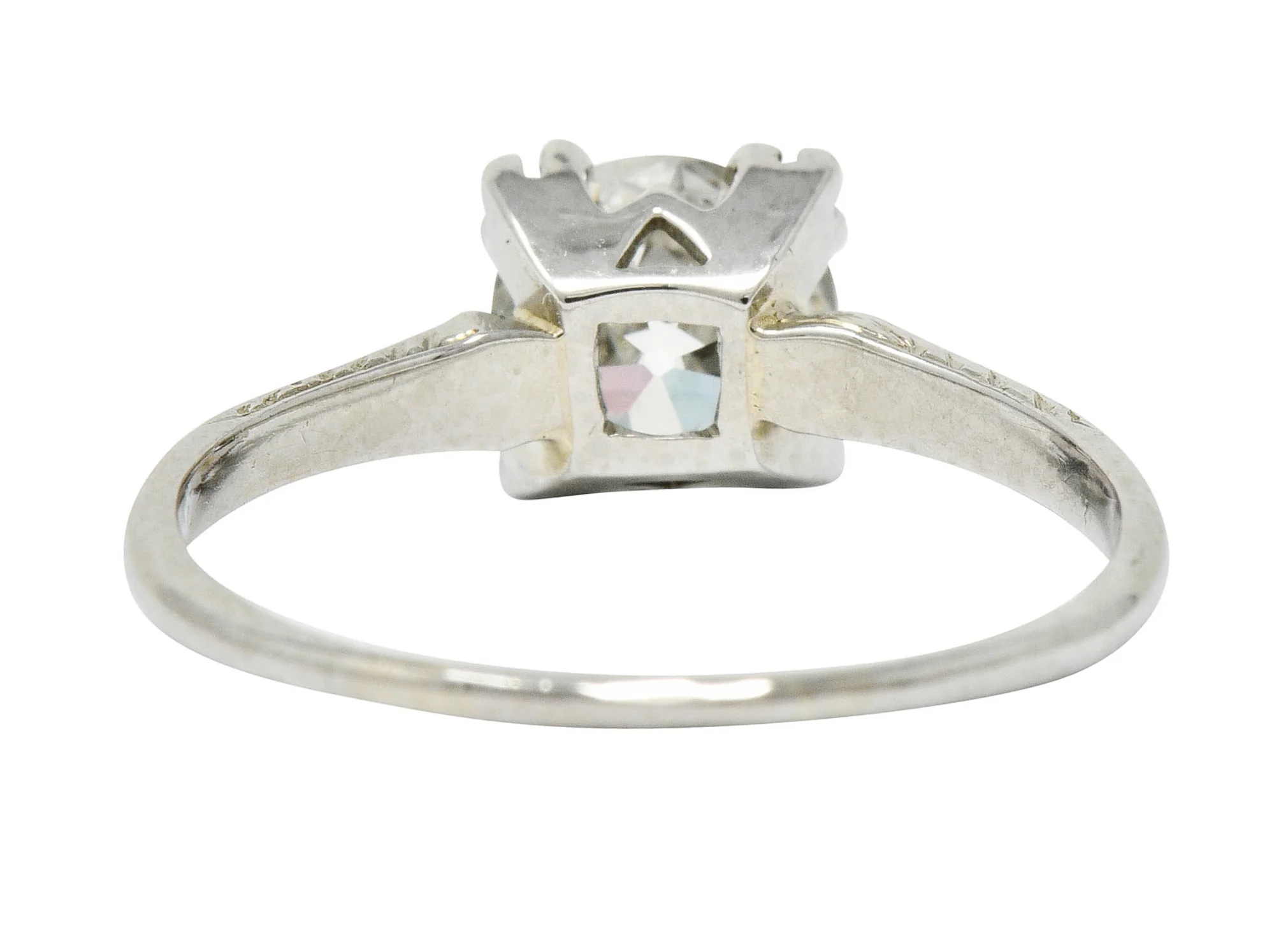Art Deco 1.30 CTW Diamond 20 Karat White Gold Engagement Ring GIA - Image 4