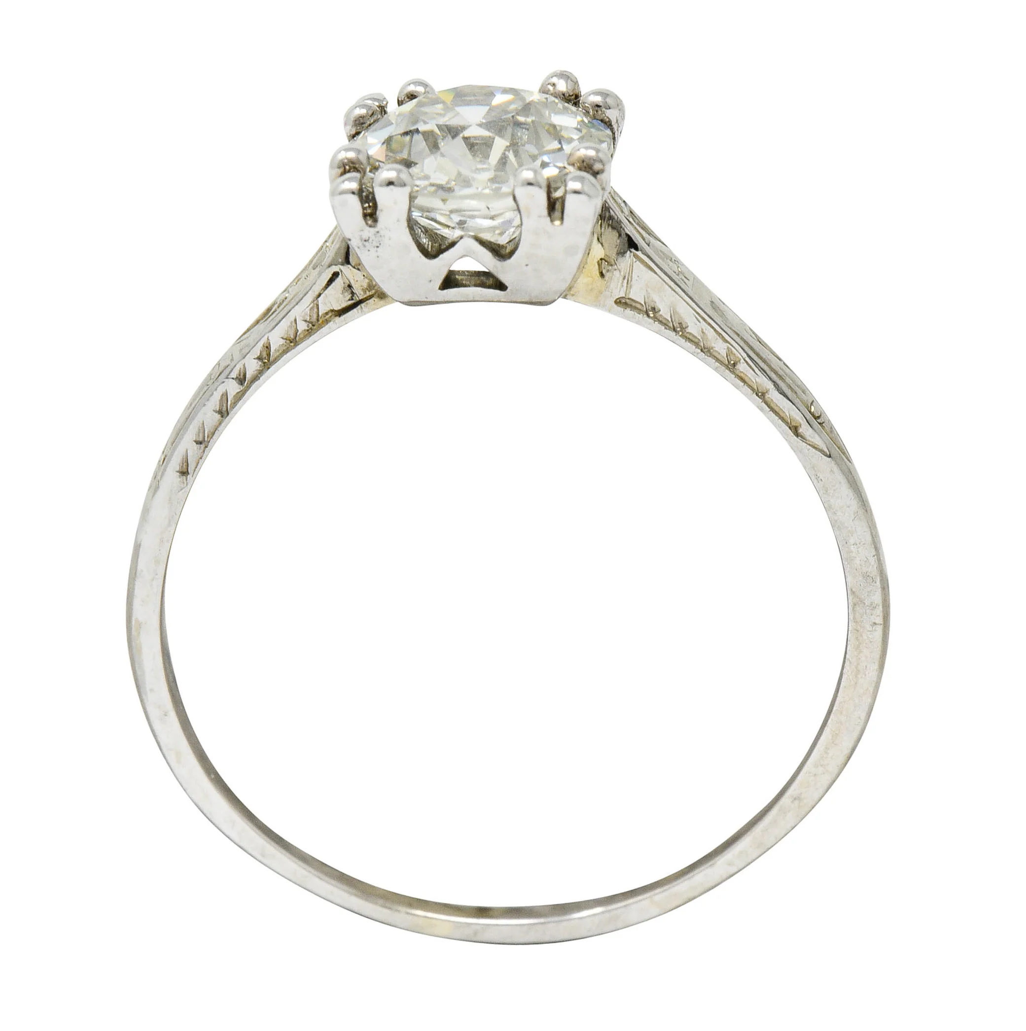 Art Deco 1.30 CTW Diamond 20 Karat White Gold Engagement Ring GIA - Image 7