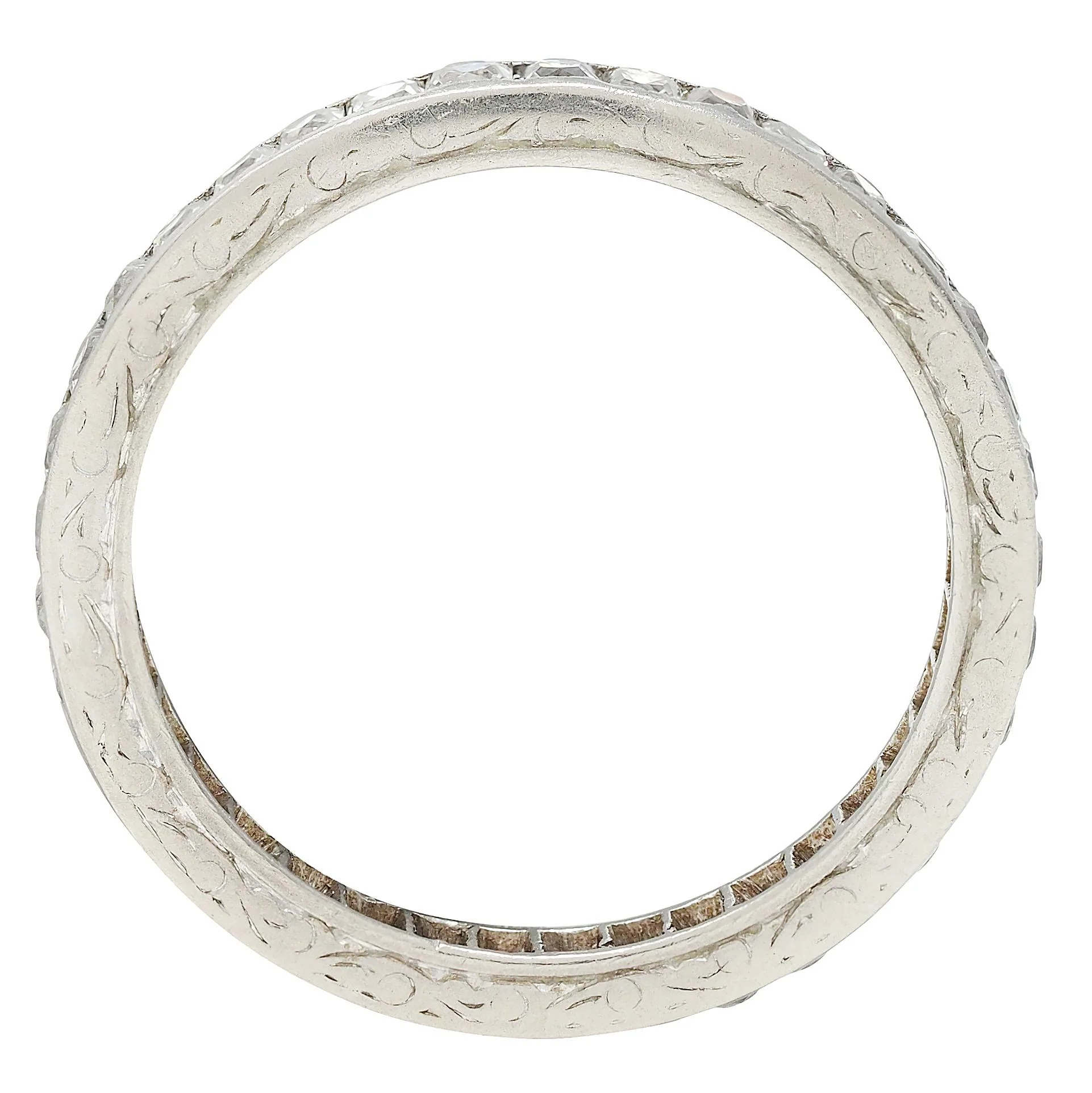 Art Deco 1.30 CTW French Cut Diamond Platinum Vintage Eternity Wedding Band Ring - Image 2
