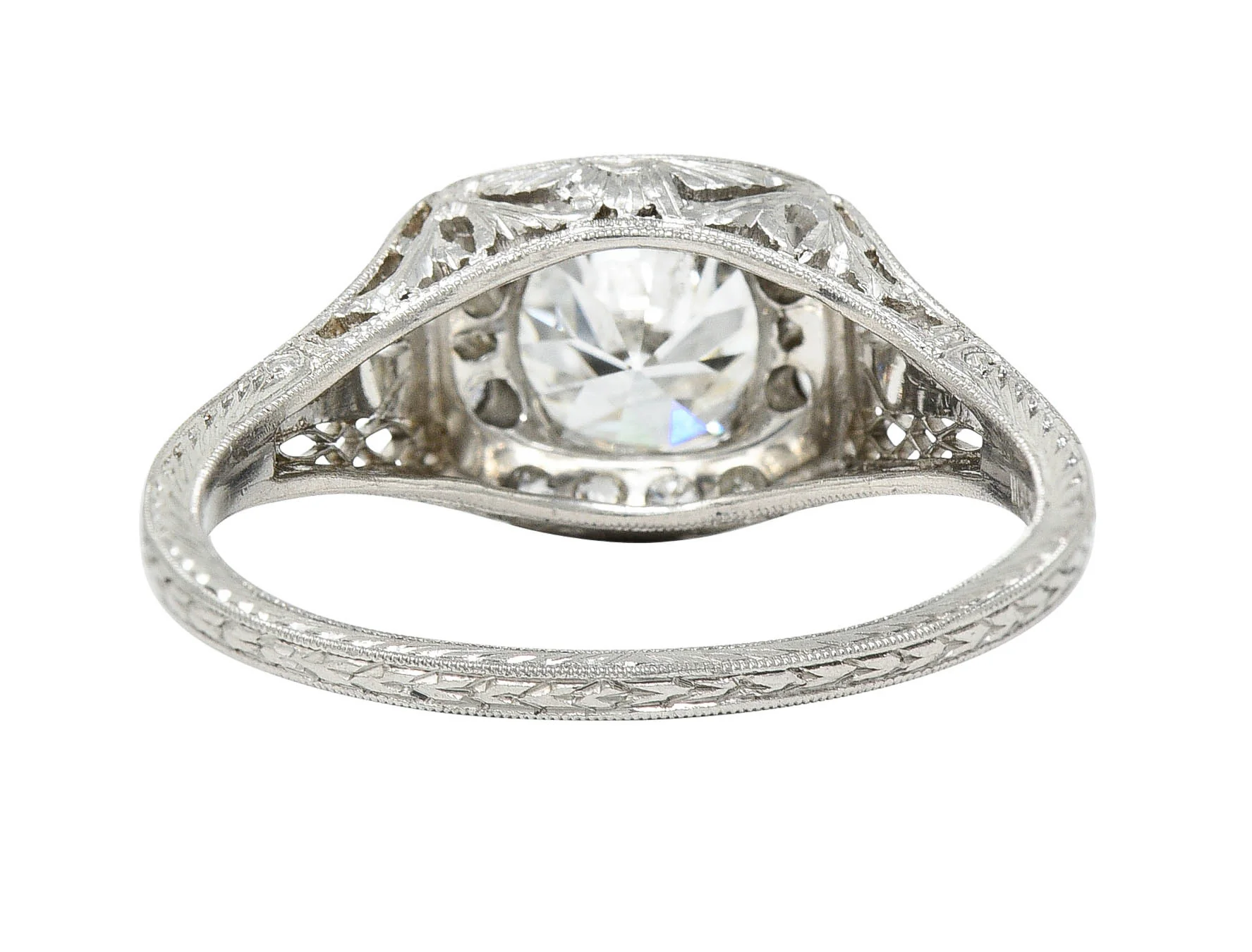 Art Deco 1.35 CTW Diamond Platinum Scrolling Engagement Ring GIA - Image 4