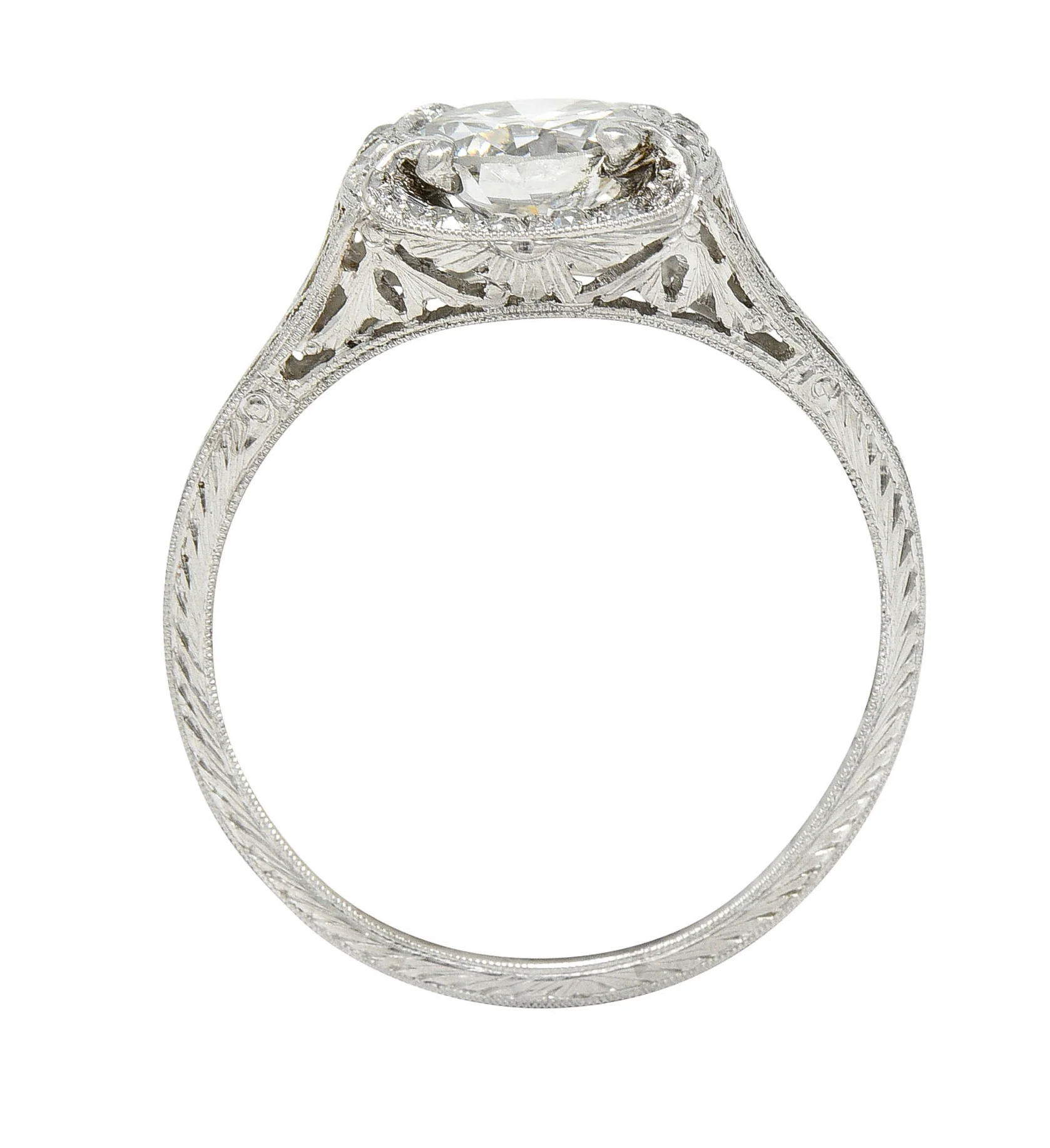 Art Deco 1.35 CTW Diamond Platinum Scrolling Engagement Ring GIA - Image 8