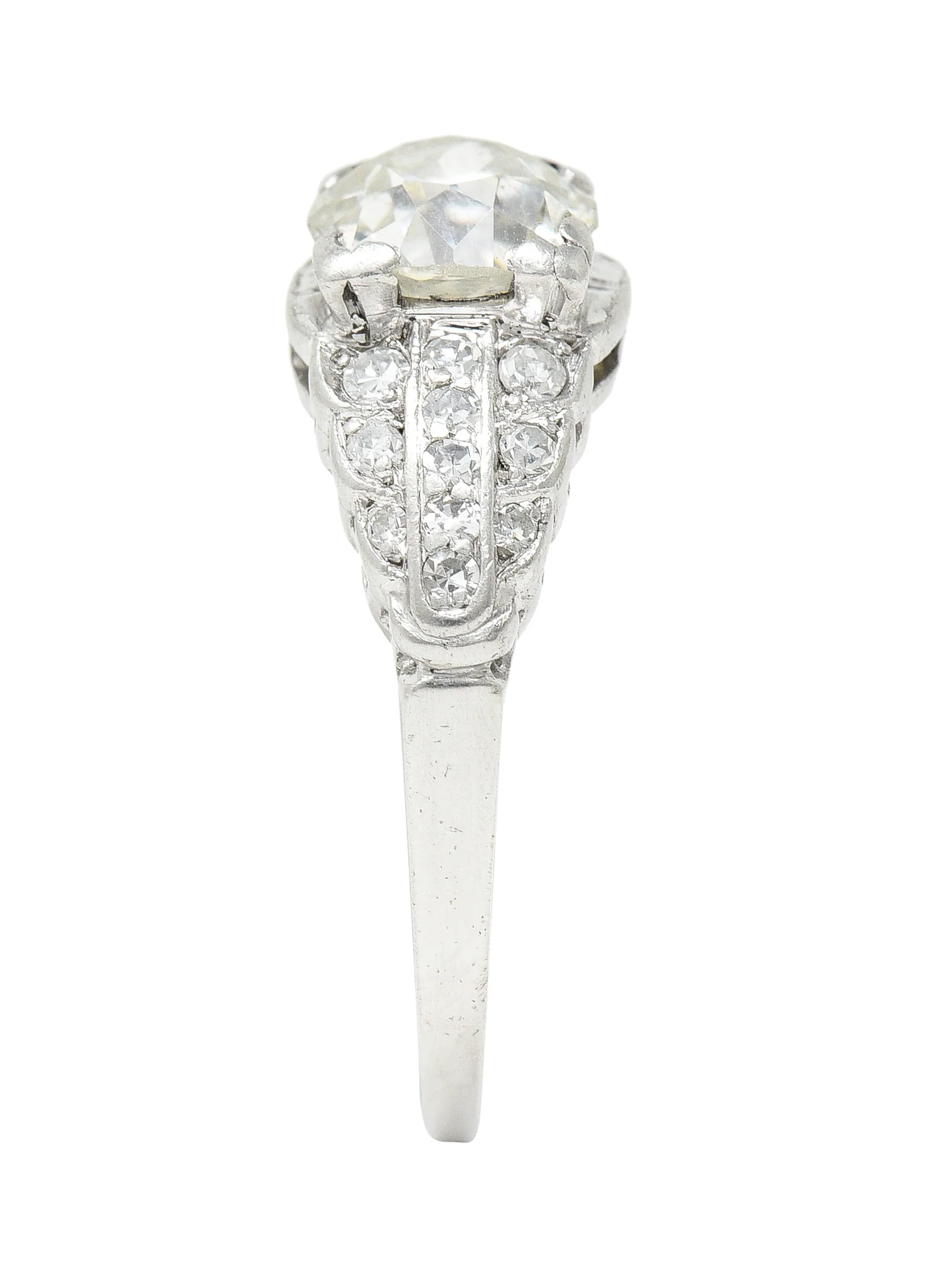 Art Deco 1.35 CTW Old European Cut Diamond Platinum Square Form Stepped Vintage Engagement Ring - Image 10