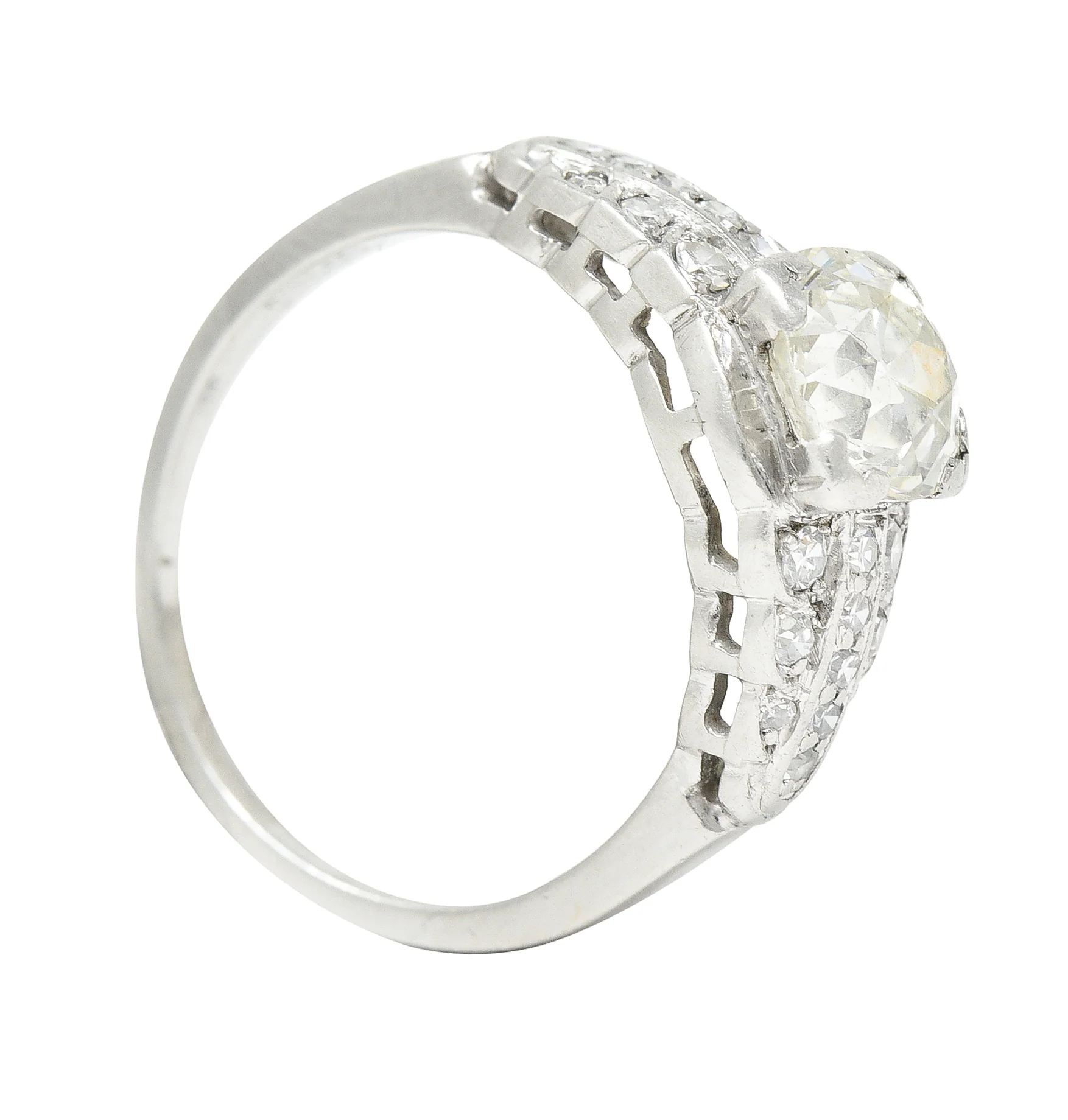 Art Deco 1.35 CTW Old European Cut Diamond Platinum Square Form Stepped Vintage Engagement Ring - Image 11