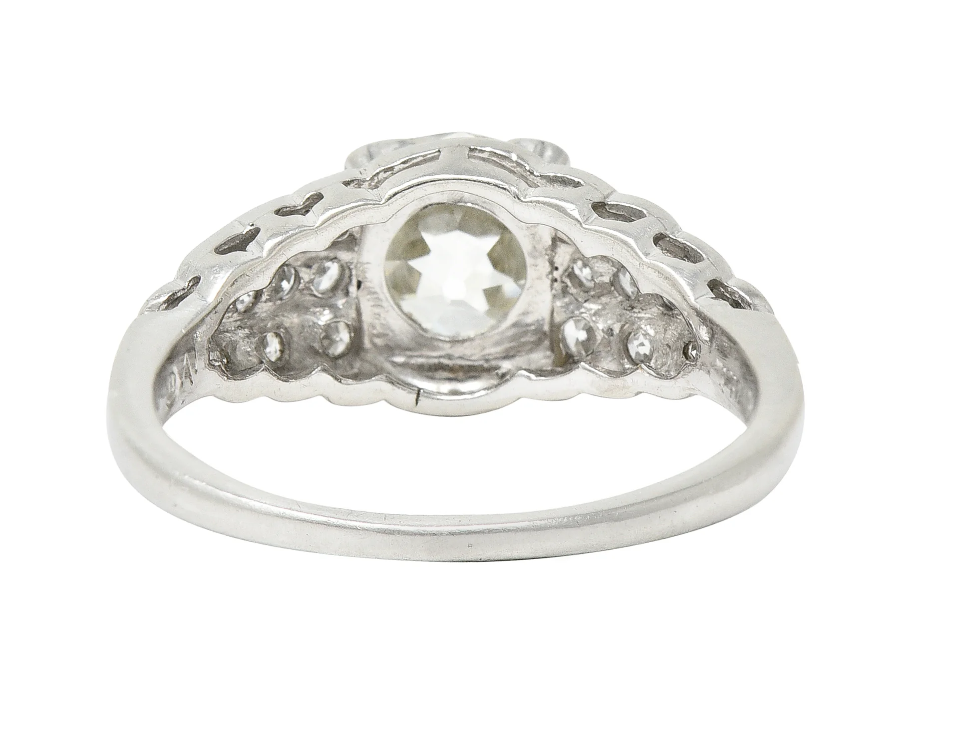 Art Deco 1.35 CTW Old European Cut Diamond Platinum Square Form Stepped Vintage Engagement Ring - Image 4